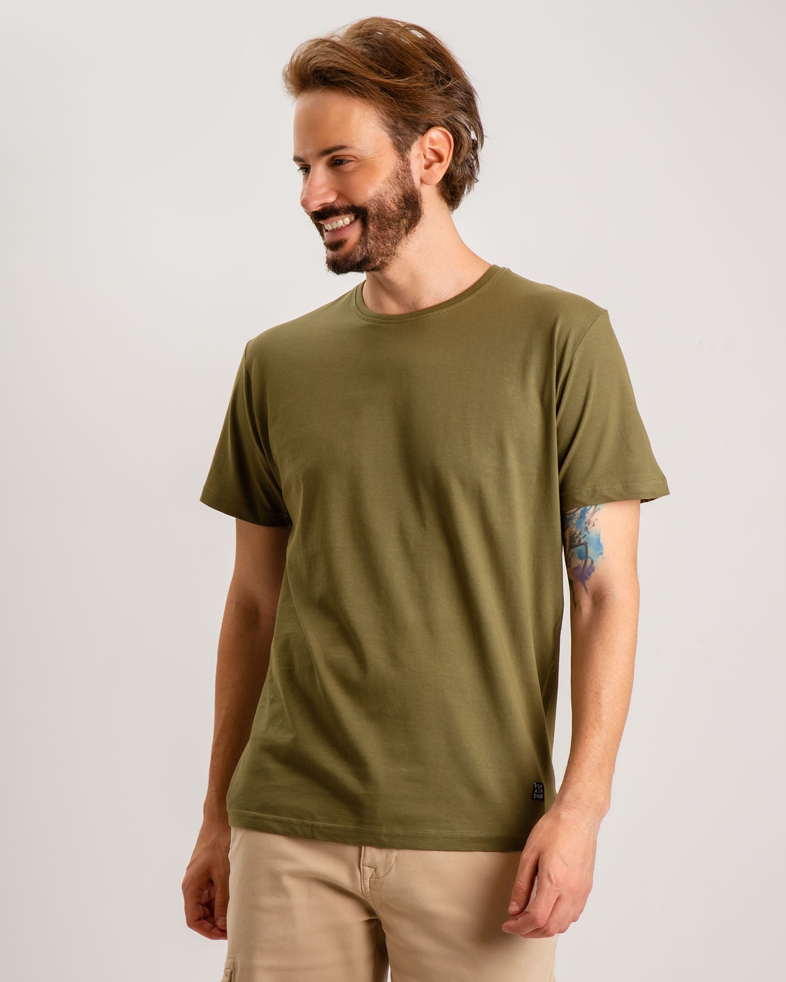 Men's Short Sleeve Basic T-Shirt 'Blake'-KHAKI LIGHT