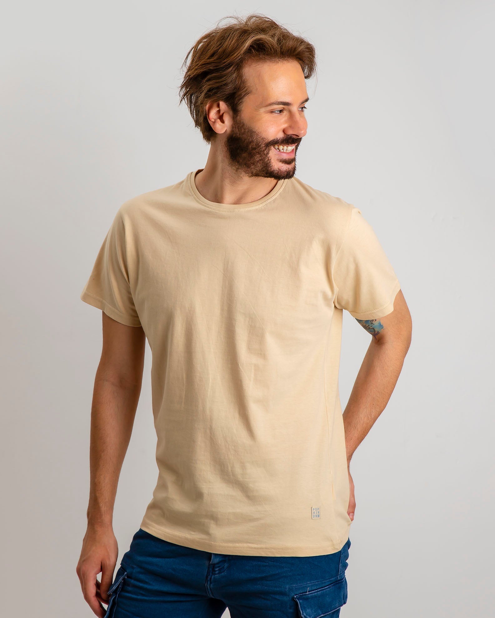 Men's Short Sleeve Basic T-Shirt 'Blake'-BEIGE