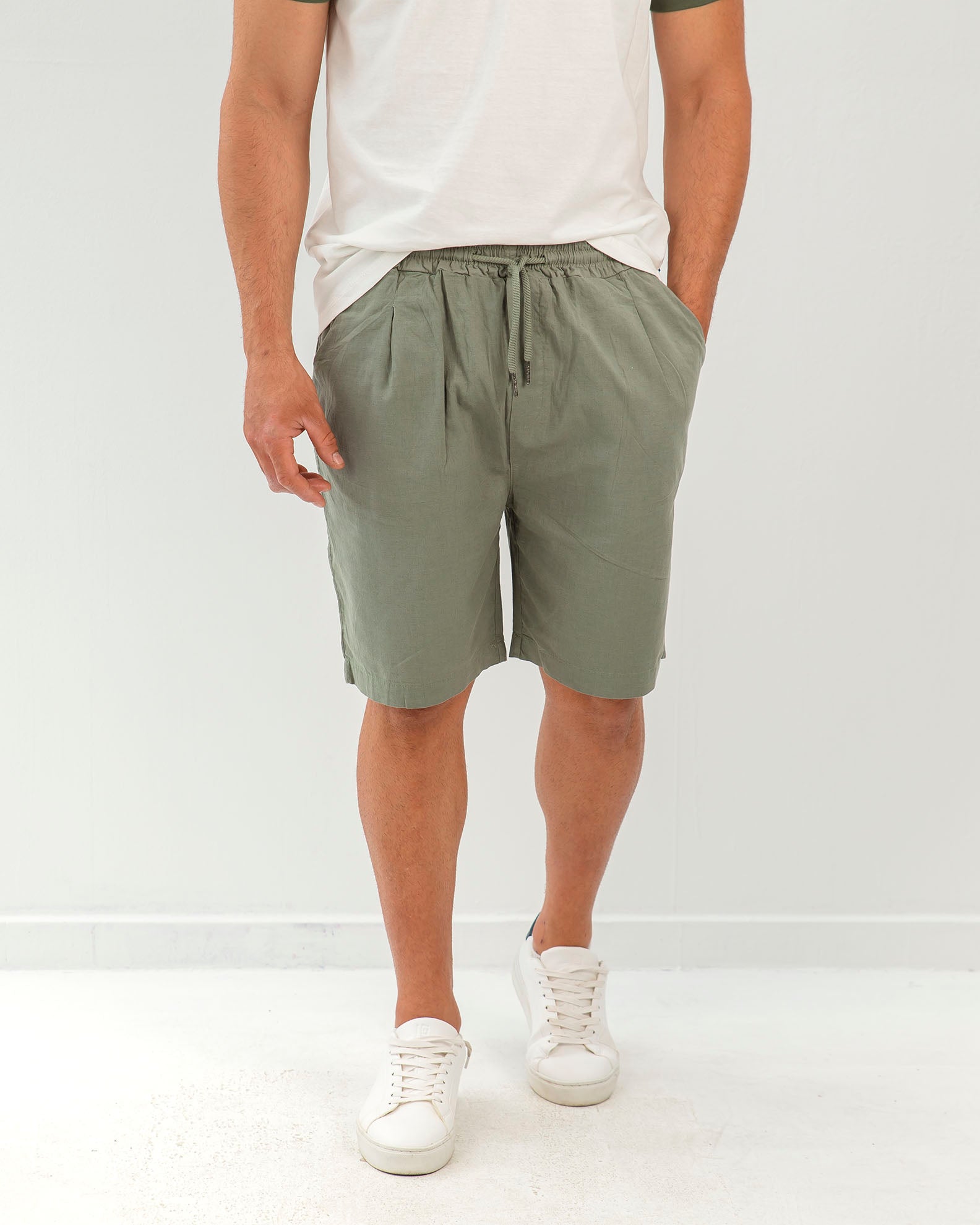 Men's Bermuda Linen 'Peter'-KHAKI