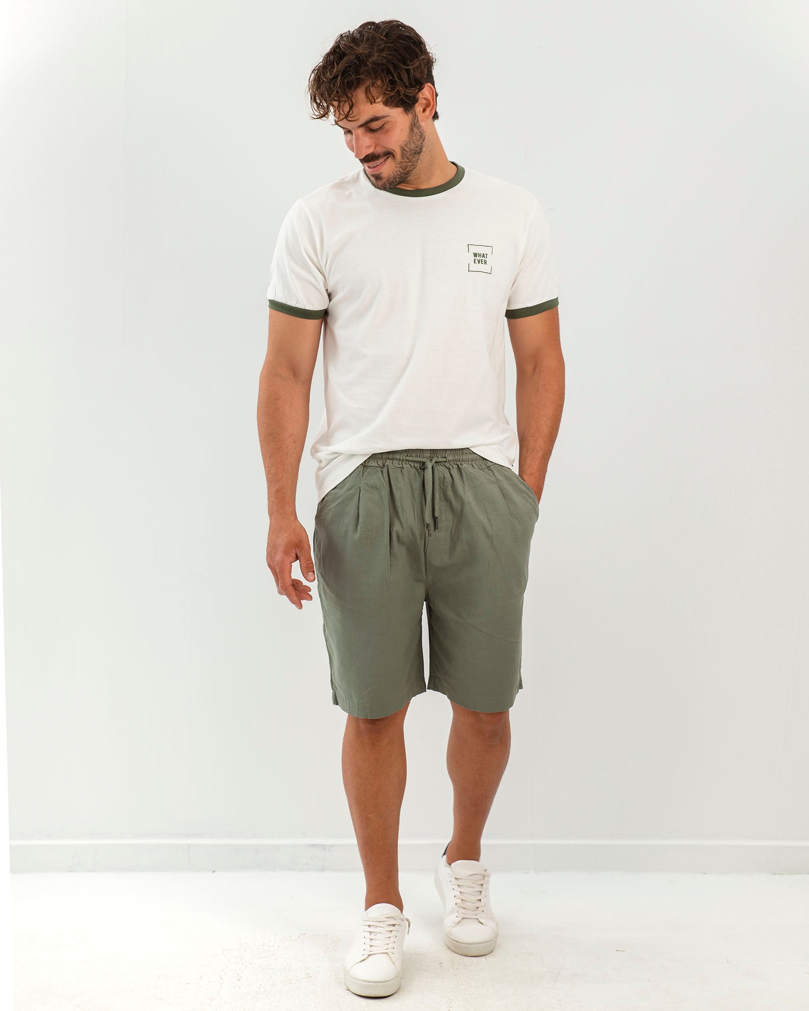 Men's Bermuda Linen 'Peter'-KHAKI