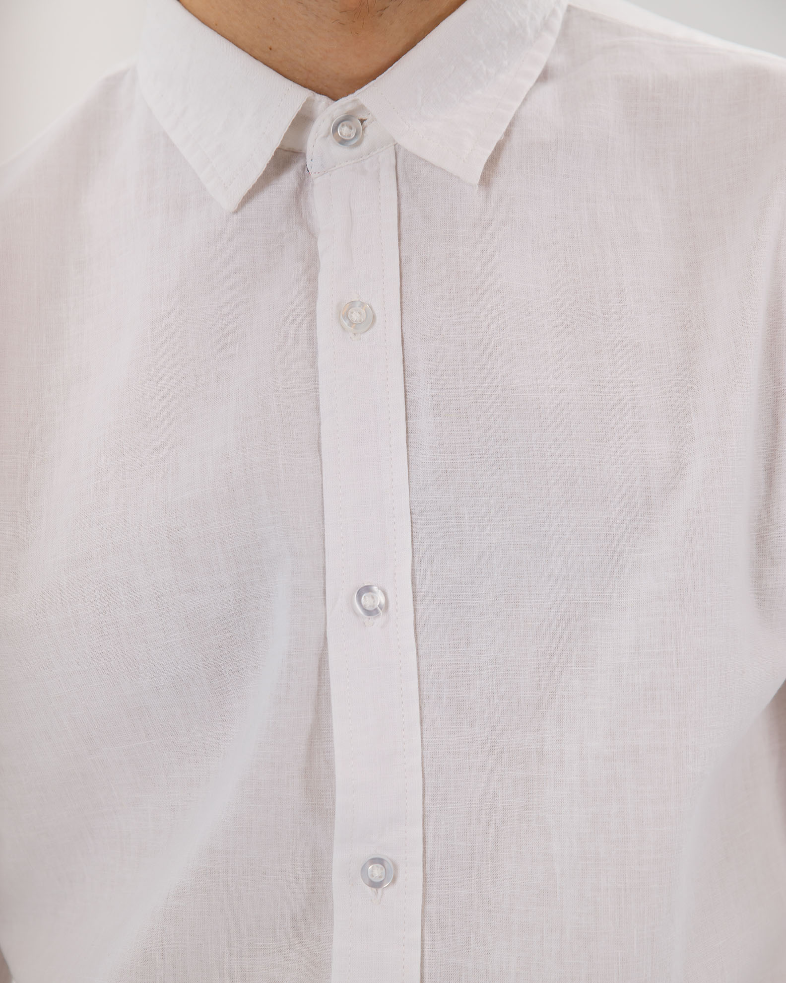 Men's Linen Shirt 'Stor'-WHITE