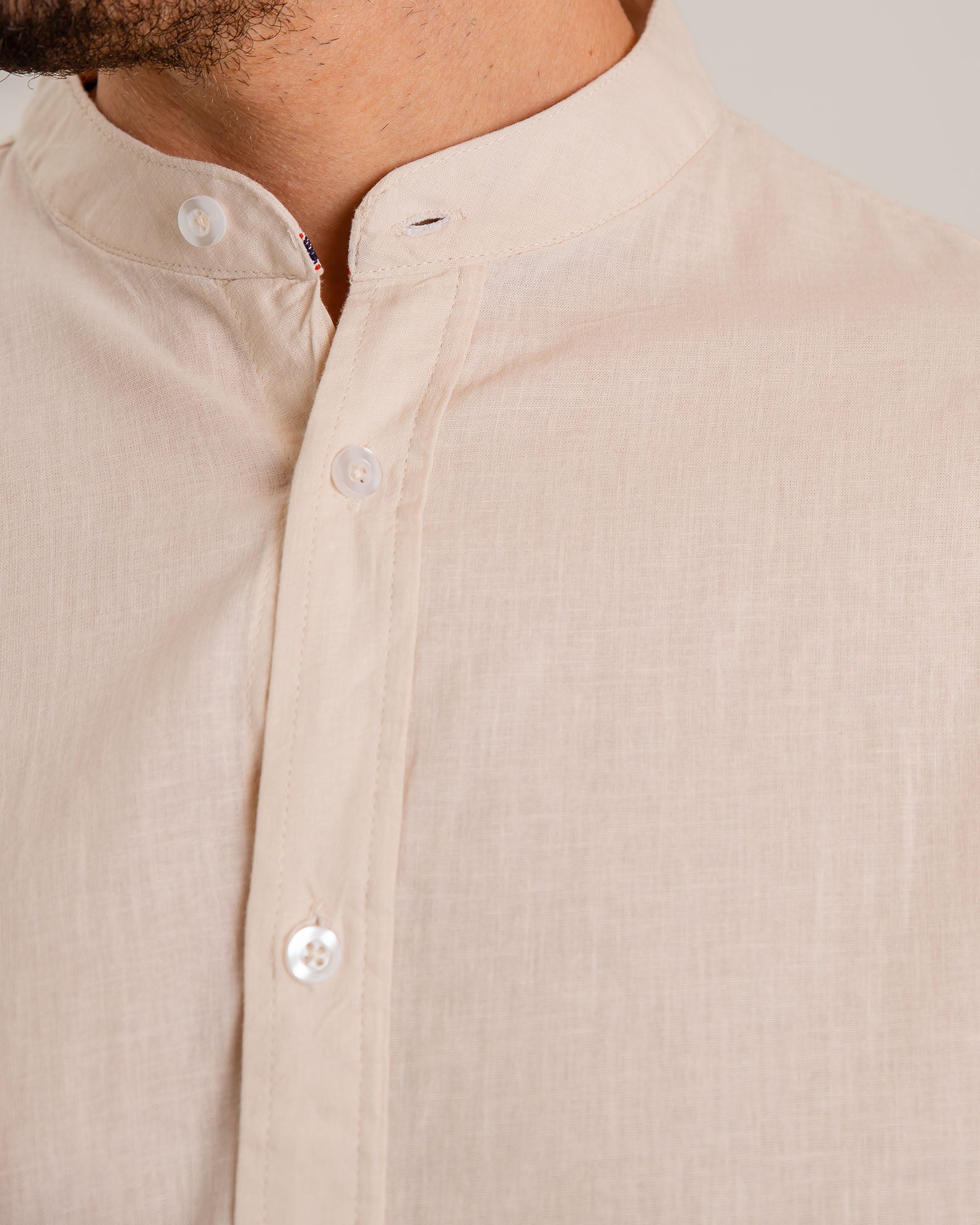 Men's Linen Type Shirt 'Zilberto'-BEIGE