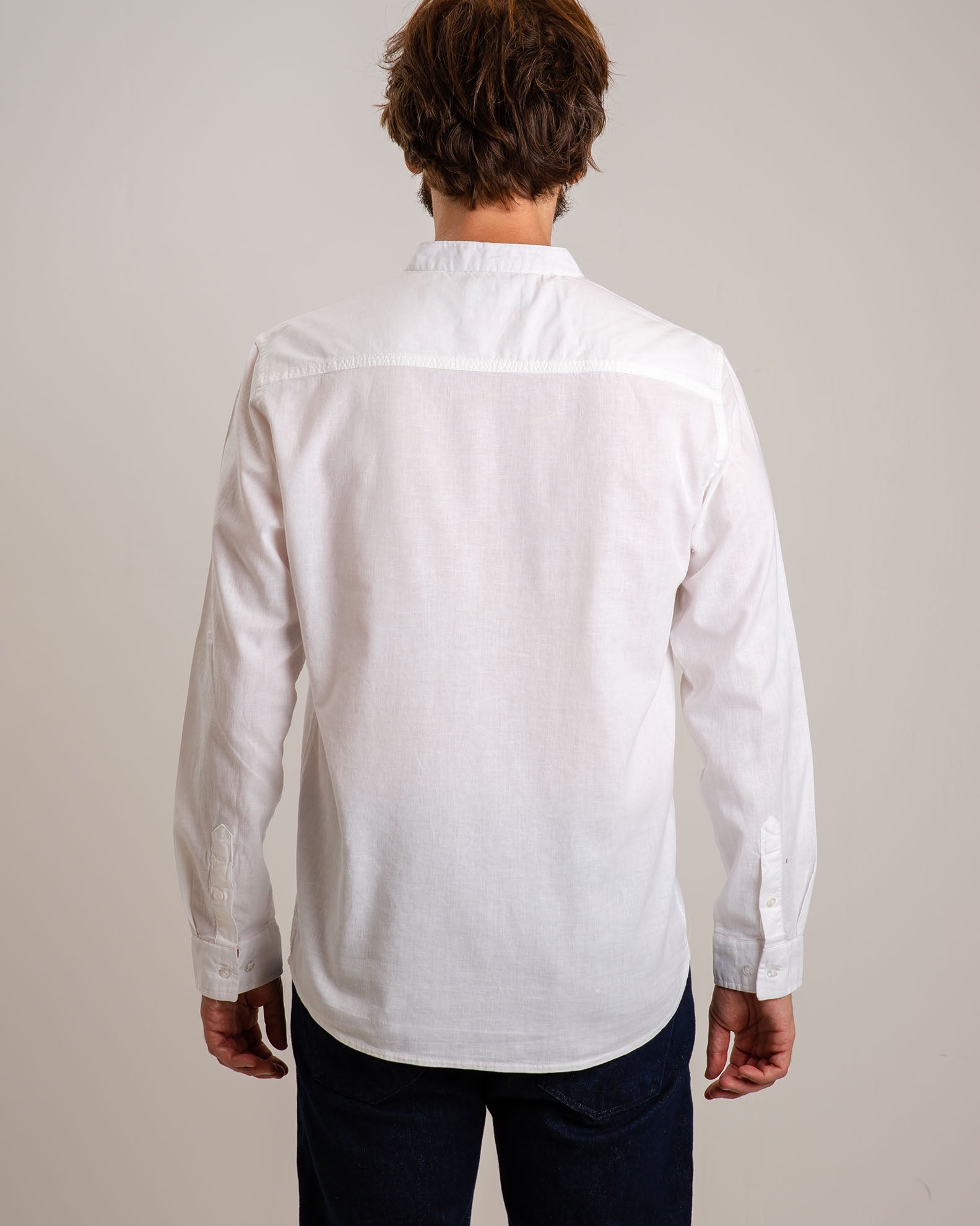 Men's Linen Type Shirt 'Zilberto'-WHITE