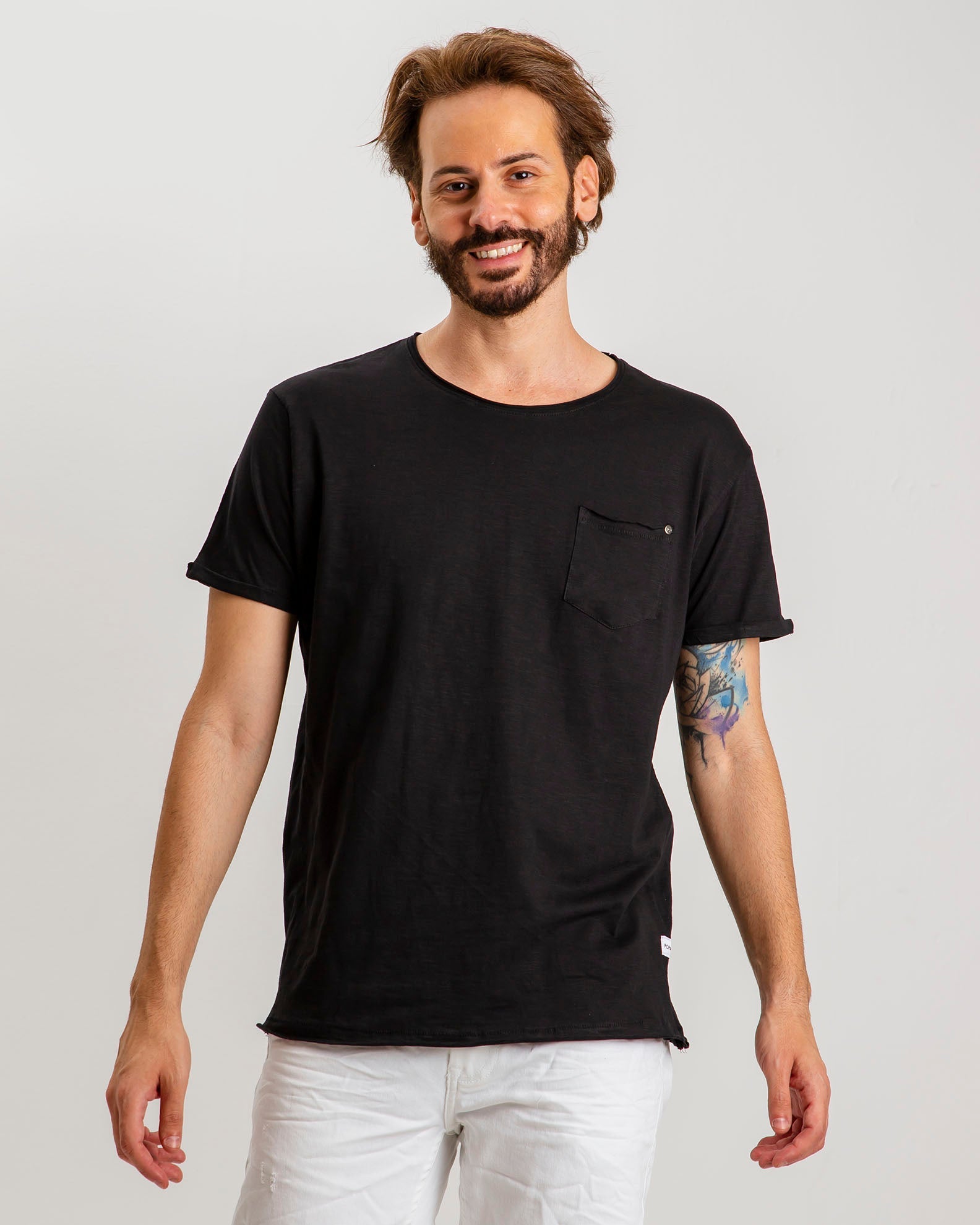 Men's Blouse with Pocket 'Warren'-BLACK