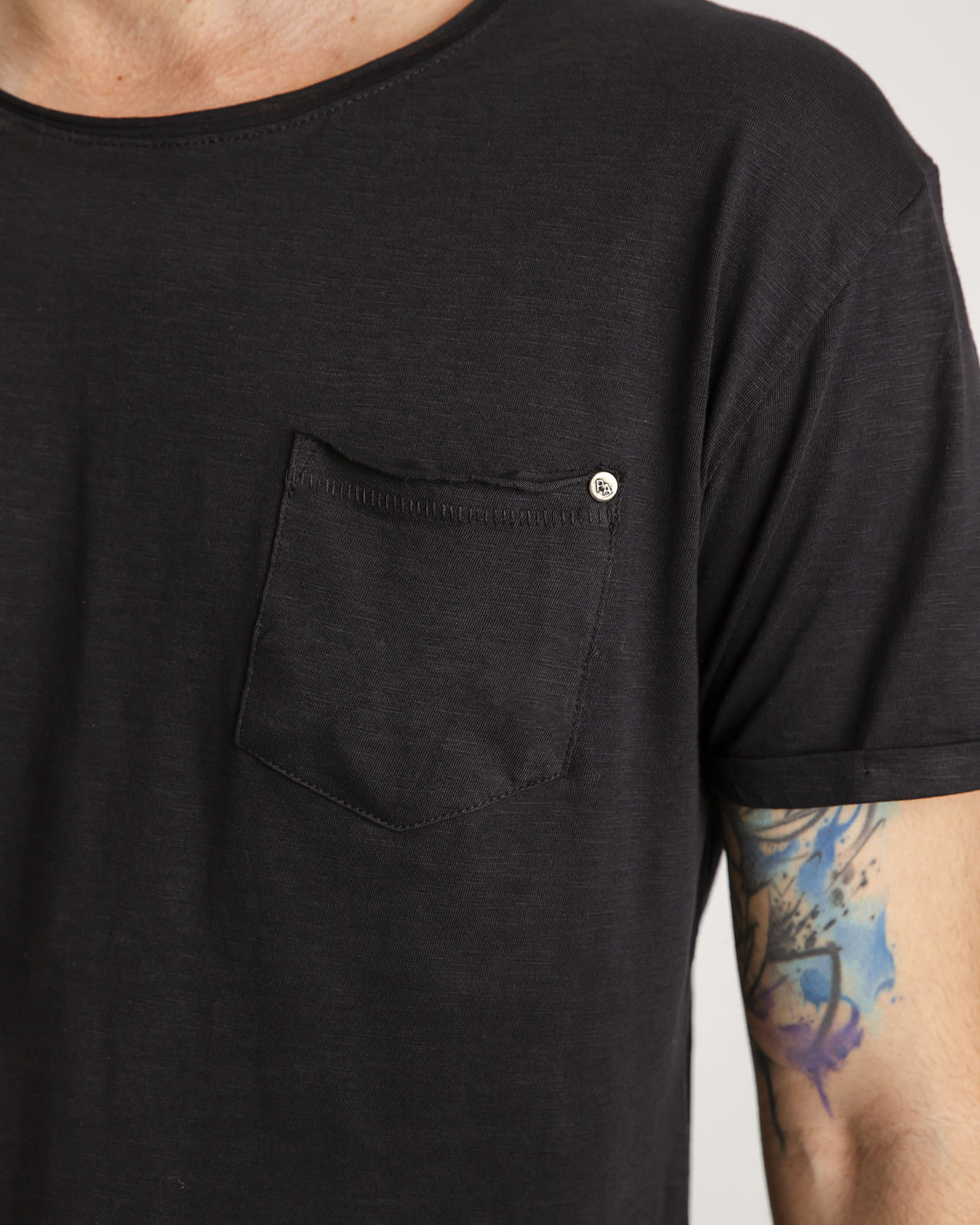 Men's Blouse with Pocket 'Warren'-BLACK