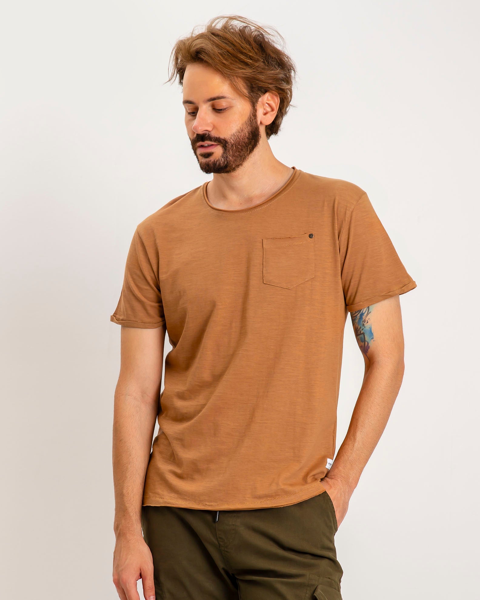 Men's Blouse with Pocket 'Warren'-CAMEL