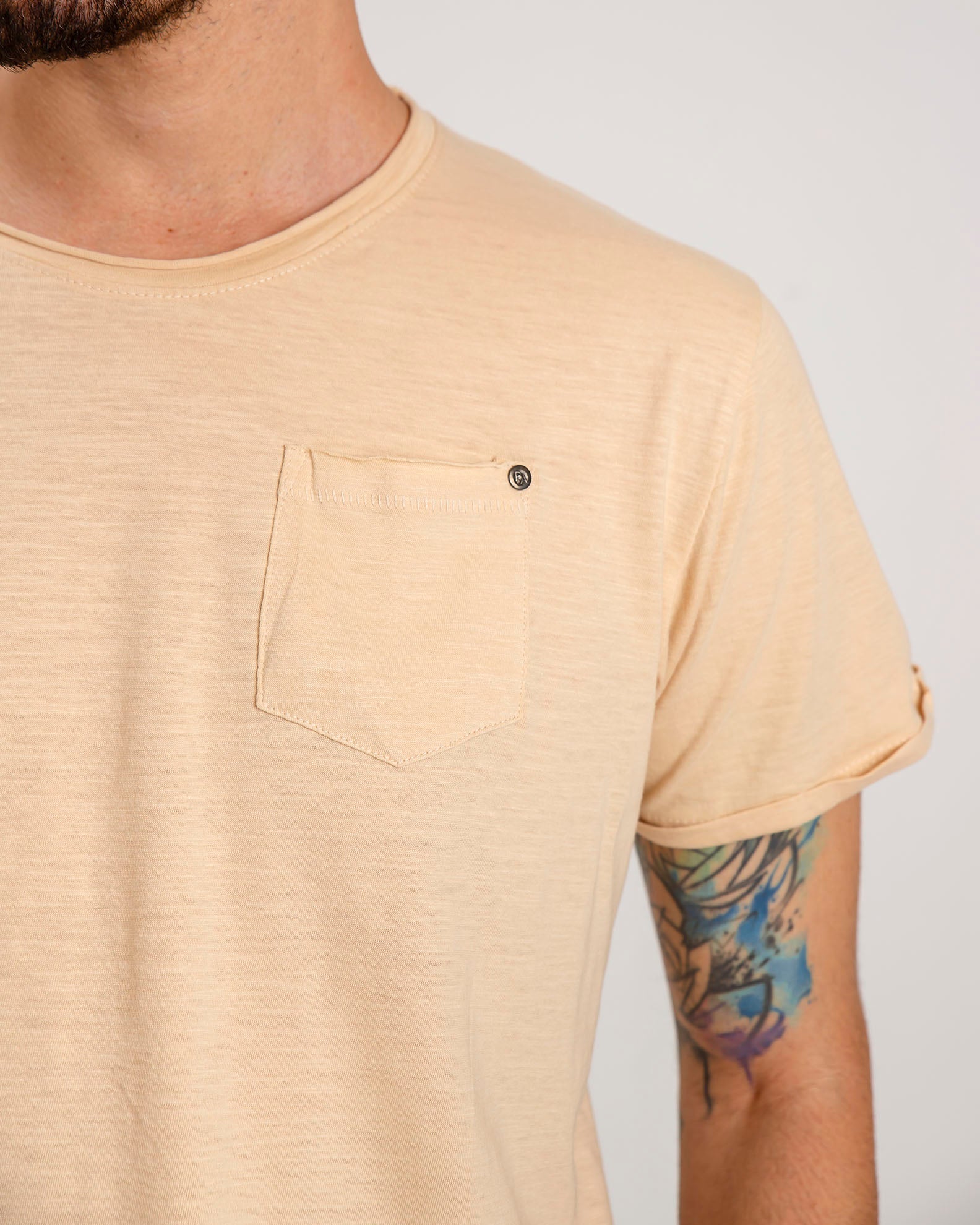 Men's Blouse with Pocket 'Warren'-CREAM