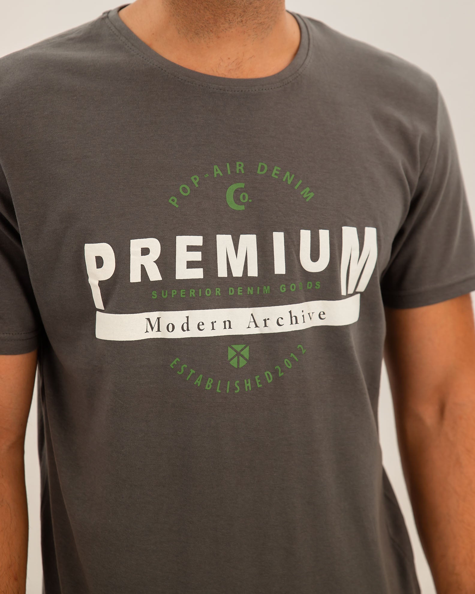 Men's Short Sleeve T-Shirt with 'Premium' Print - ANTRA