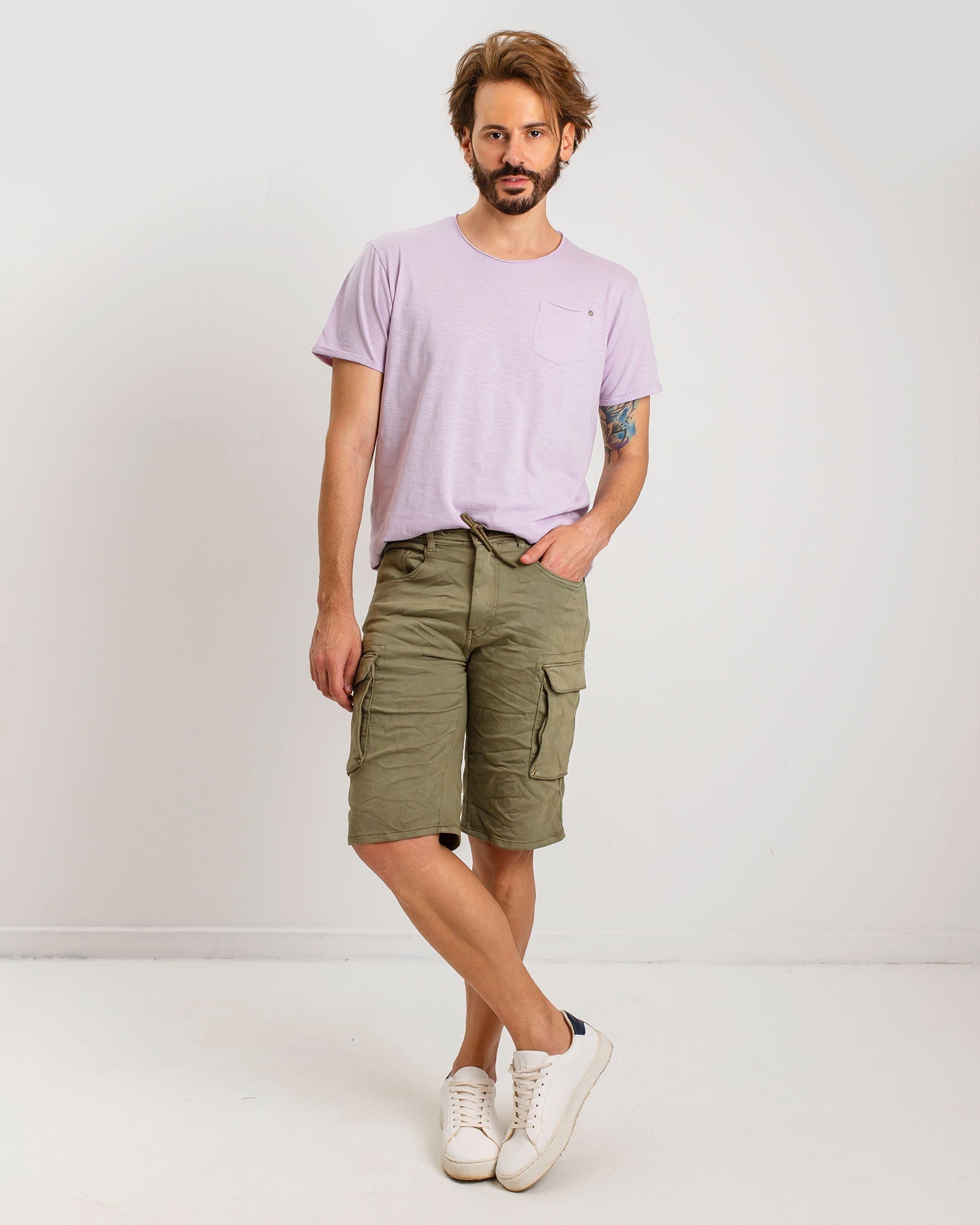 Men's denim cargo 'Glen'-KHAKI