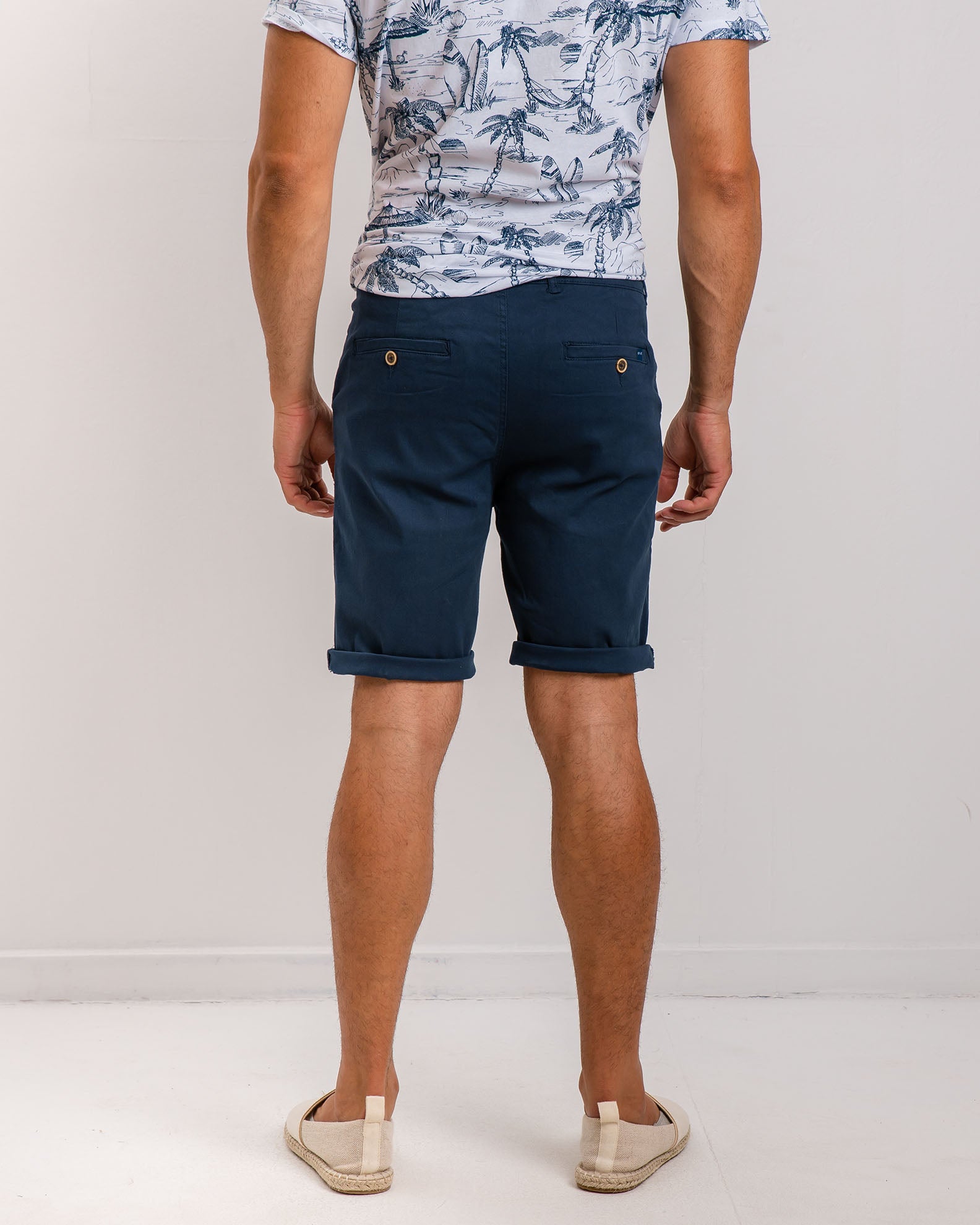 Men's Fabric Bermuda Shorts 'Morris'-BLUE NAVY