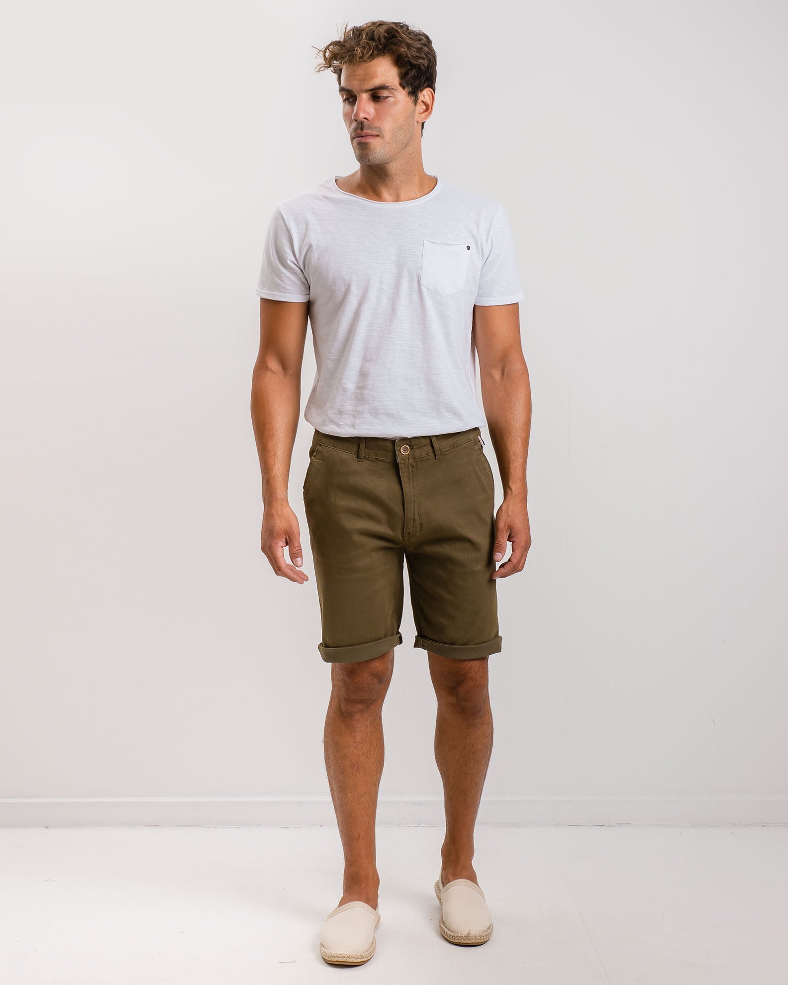 Men's Fabric Bermuda Shorts 'Morris'-KHAKI