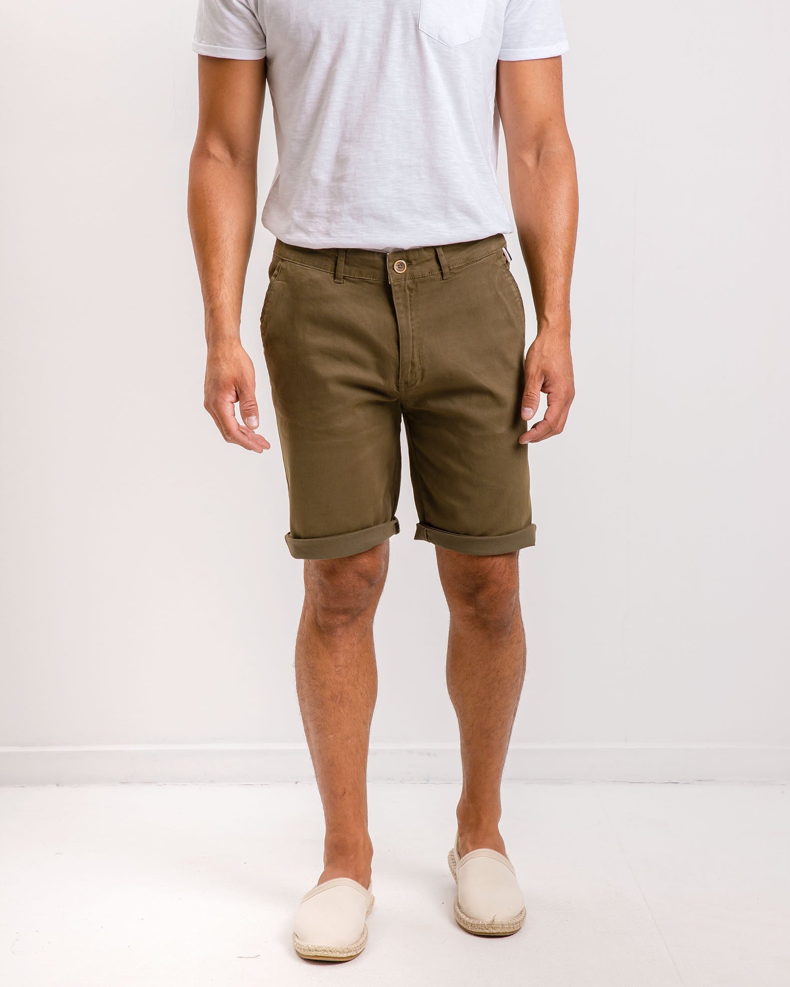 Men's Fabric Bermuda Shorts 'Morris'-KHAKI