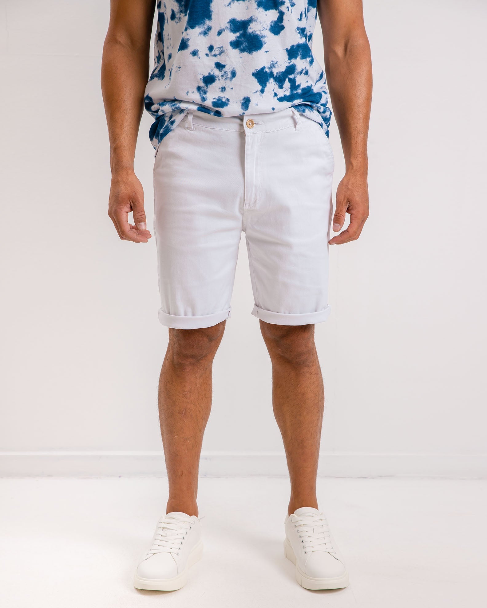 Men's Fabric Bermuda Shorts 'Morris'-WHITE