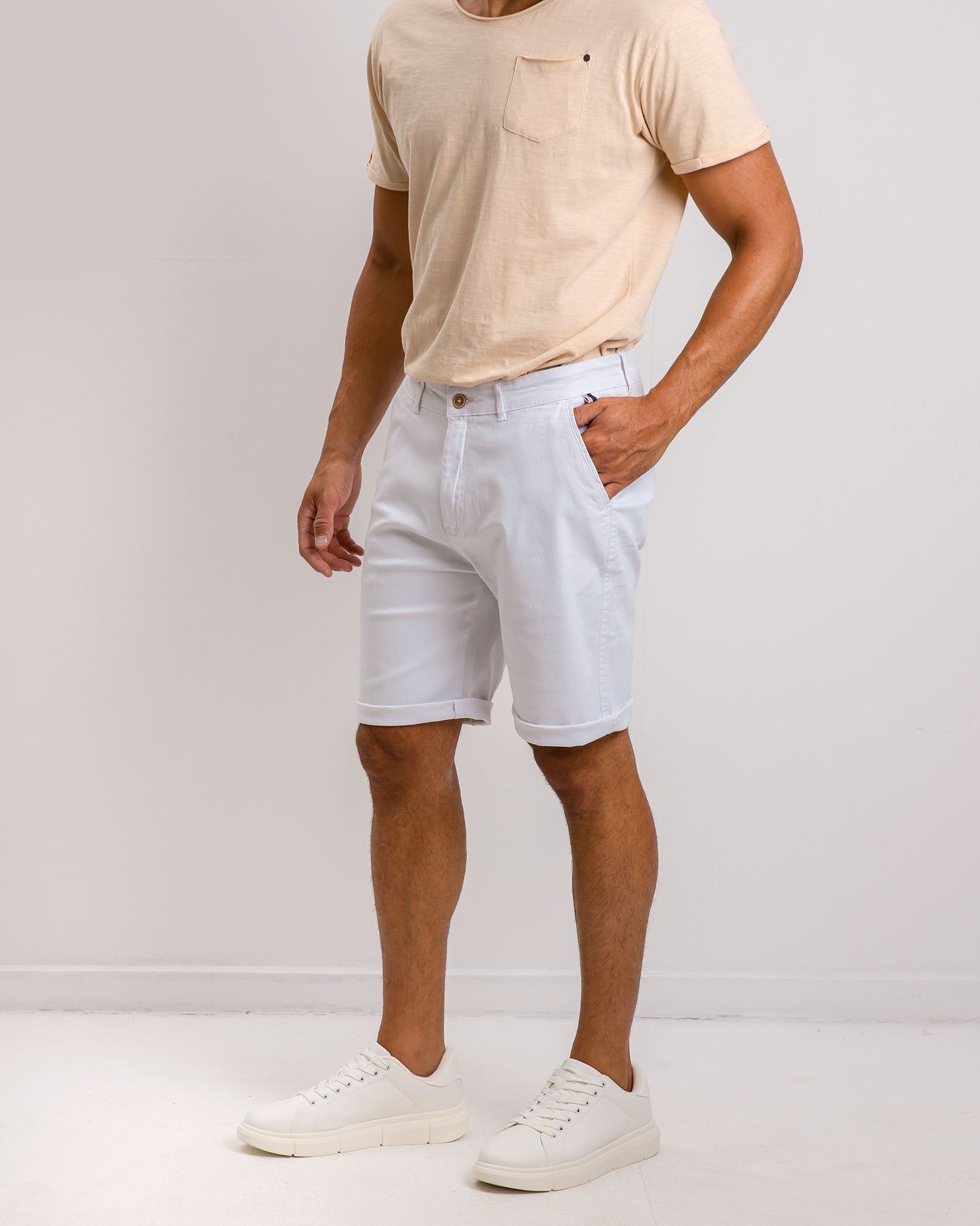 Men's Fabric Bermuda Shorts 'Morris'-WHITE