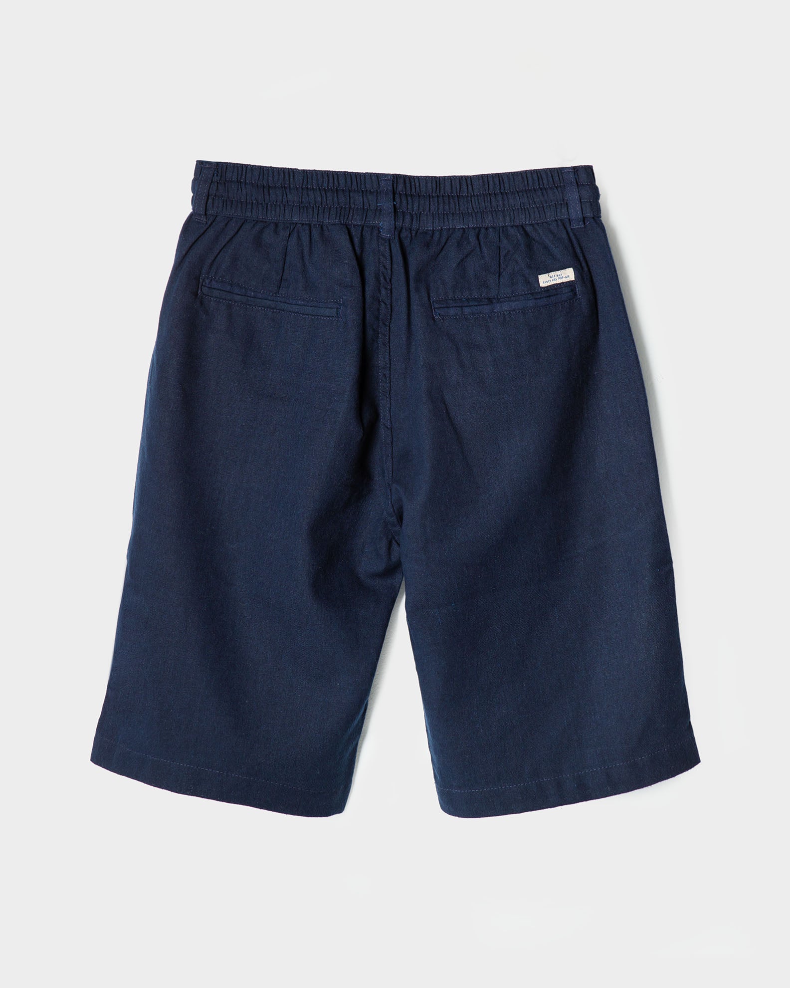 Men's linen-look bermuda with elastic waist 'Riley'-BLUE NAVY