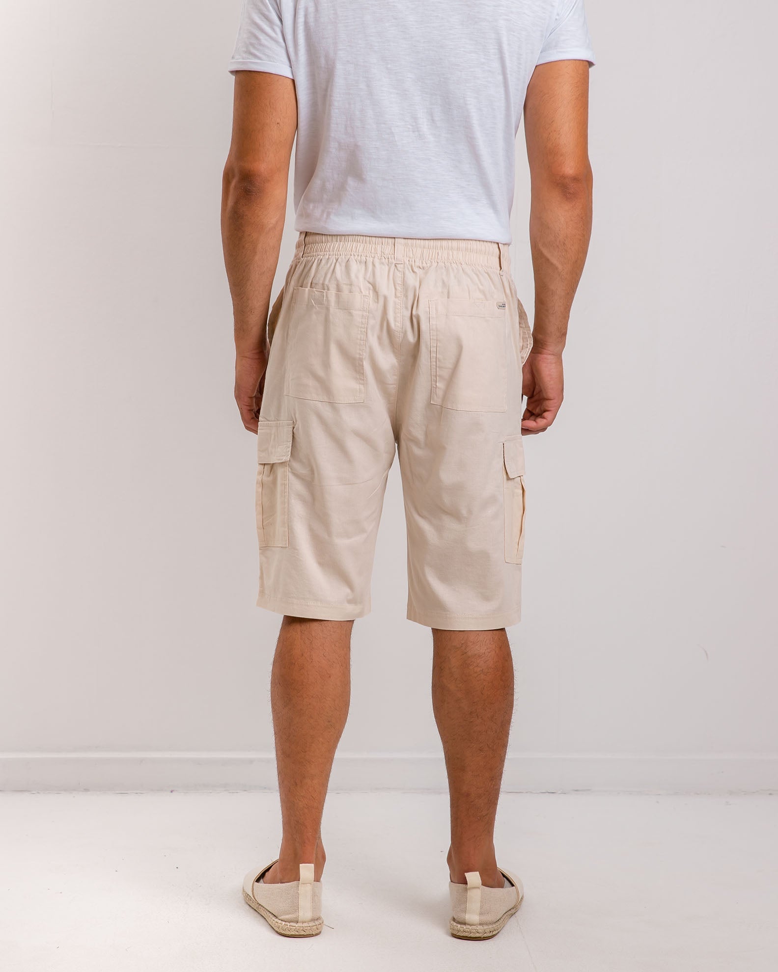 Men's fabric bermuda shorts with pockets 'Hector'-BEIGE