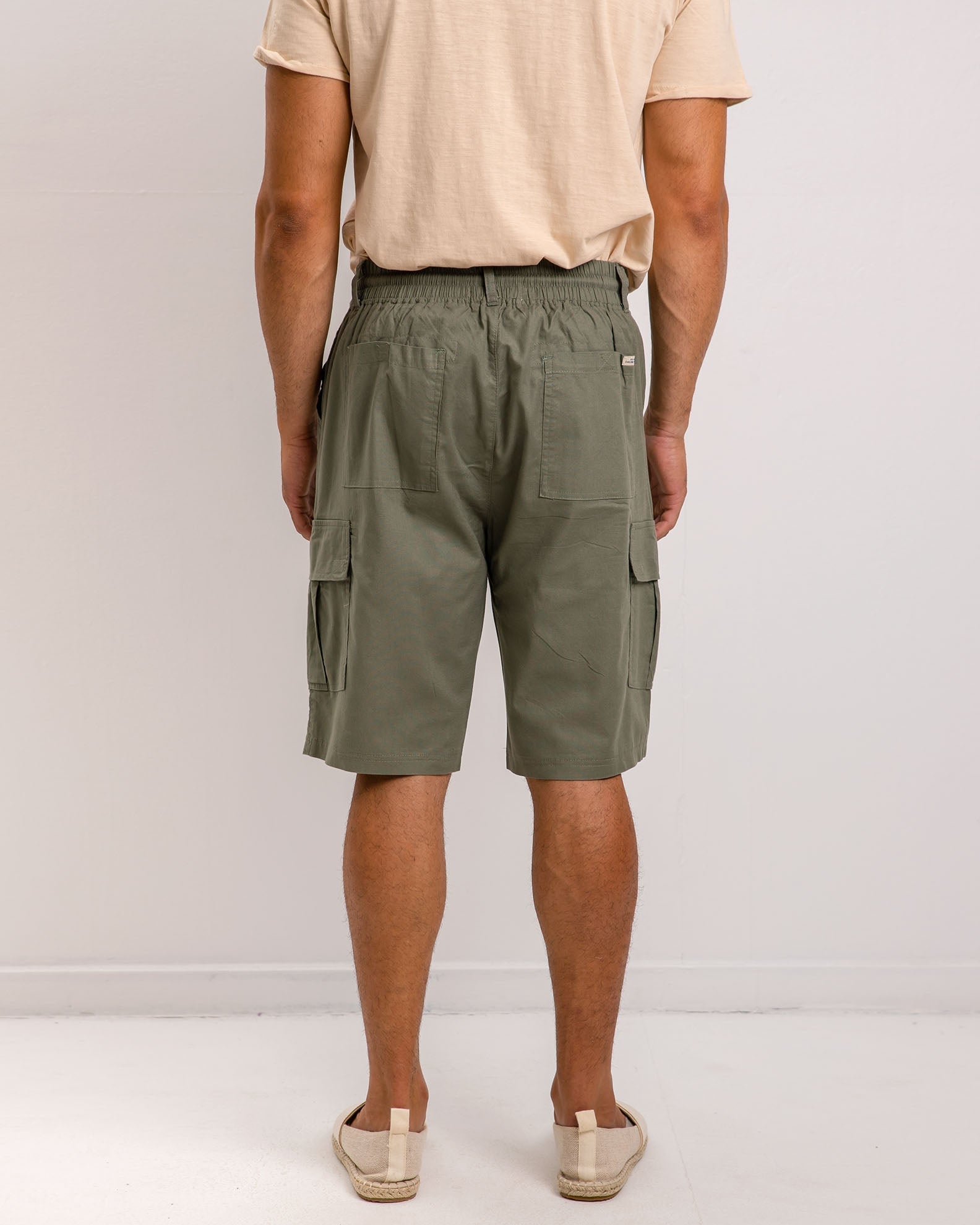 Men's fabric bermuda shorts with pockets 'Hector'-KHAKI