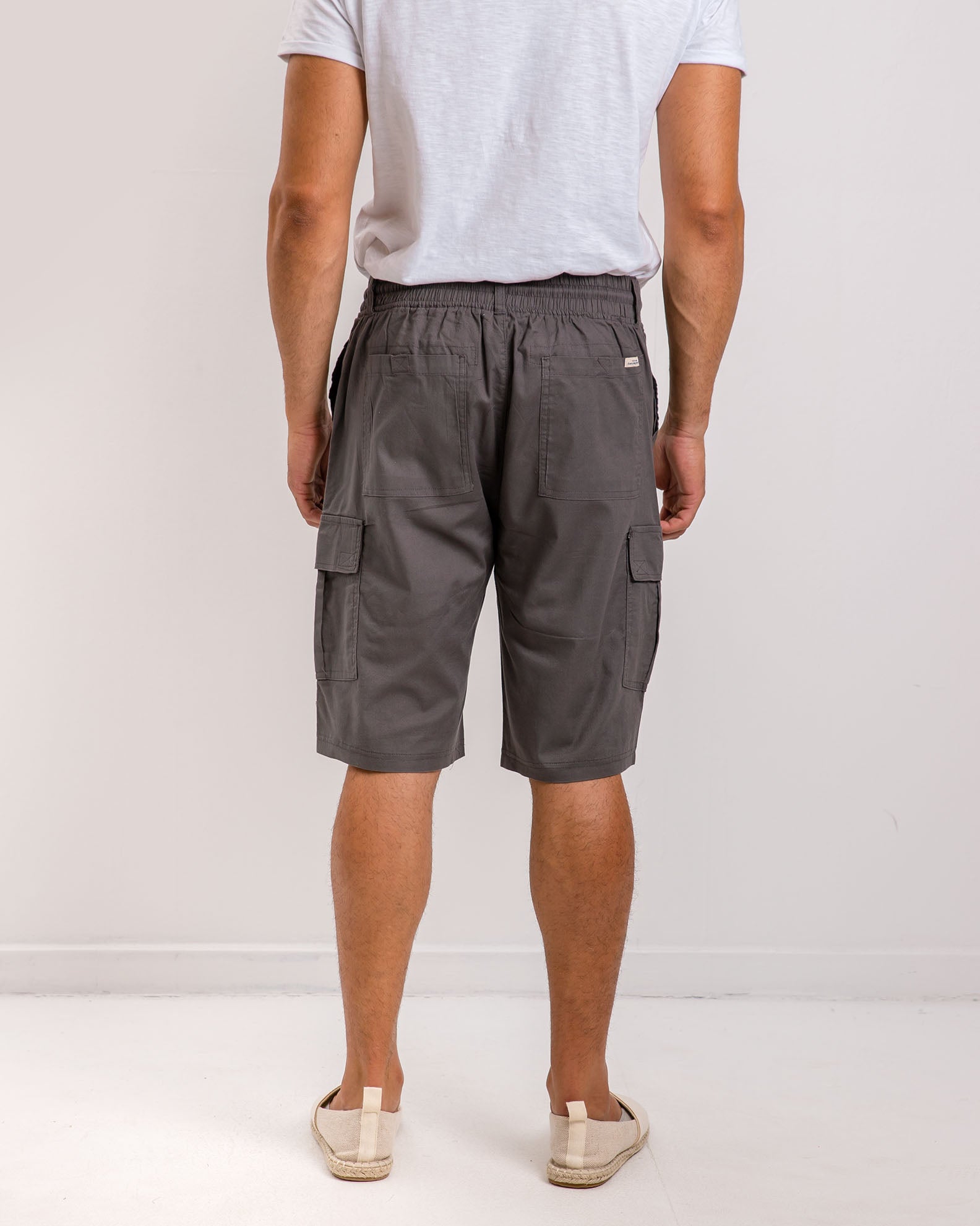 Men's fabric bermuda shorts with pockets 'Hector'-STONE MIX