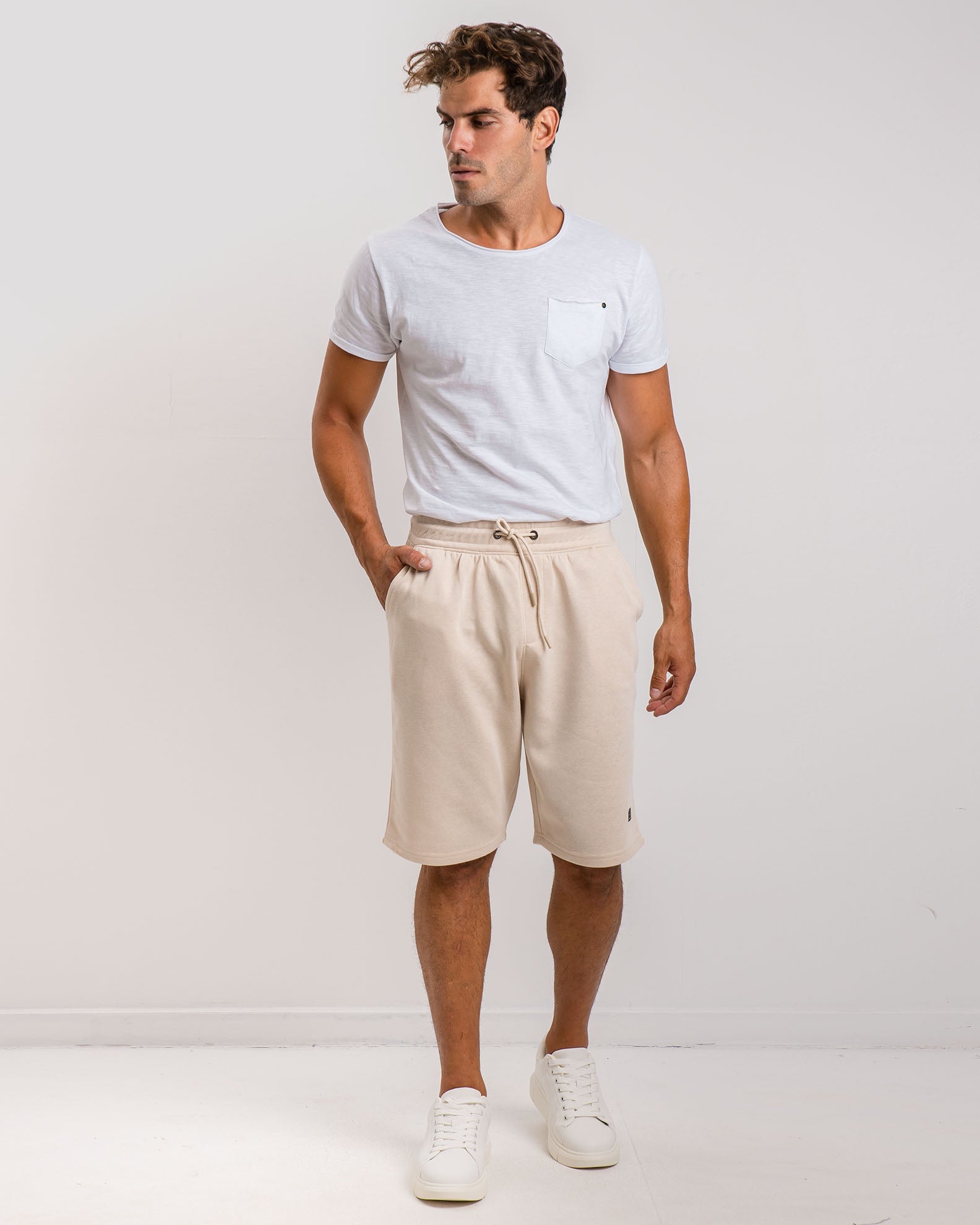 Men's Sport Bermuda Shorts 'Serif'-BEIGE