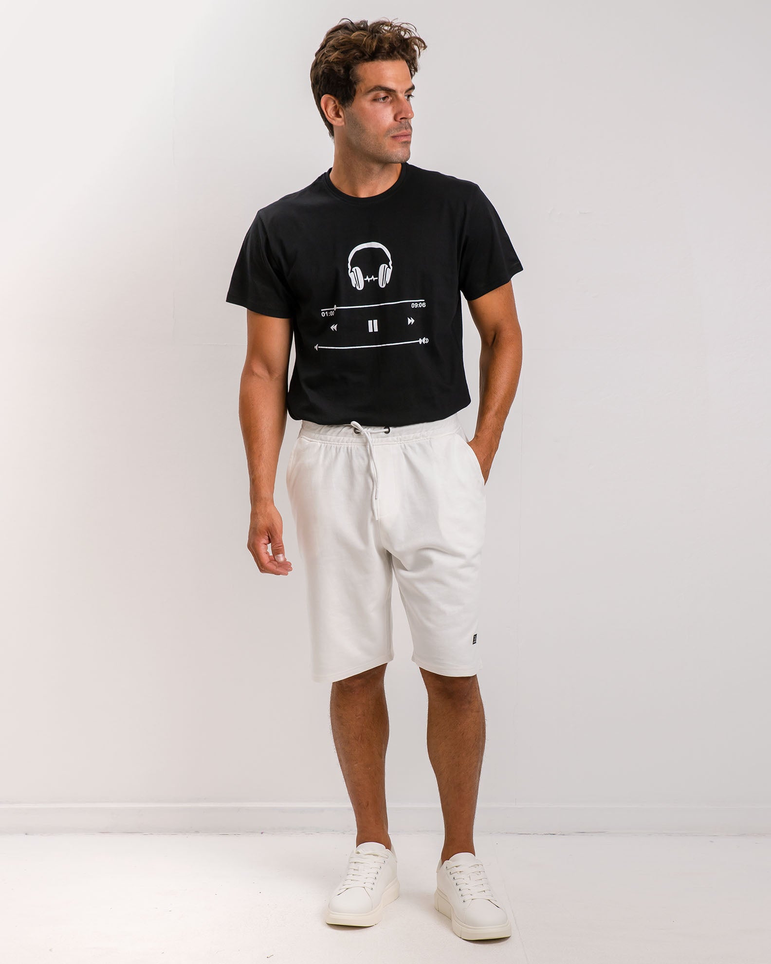 Men's Sport Bermuda Shorts 'Serif'-WHITE