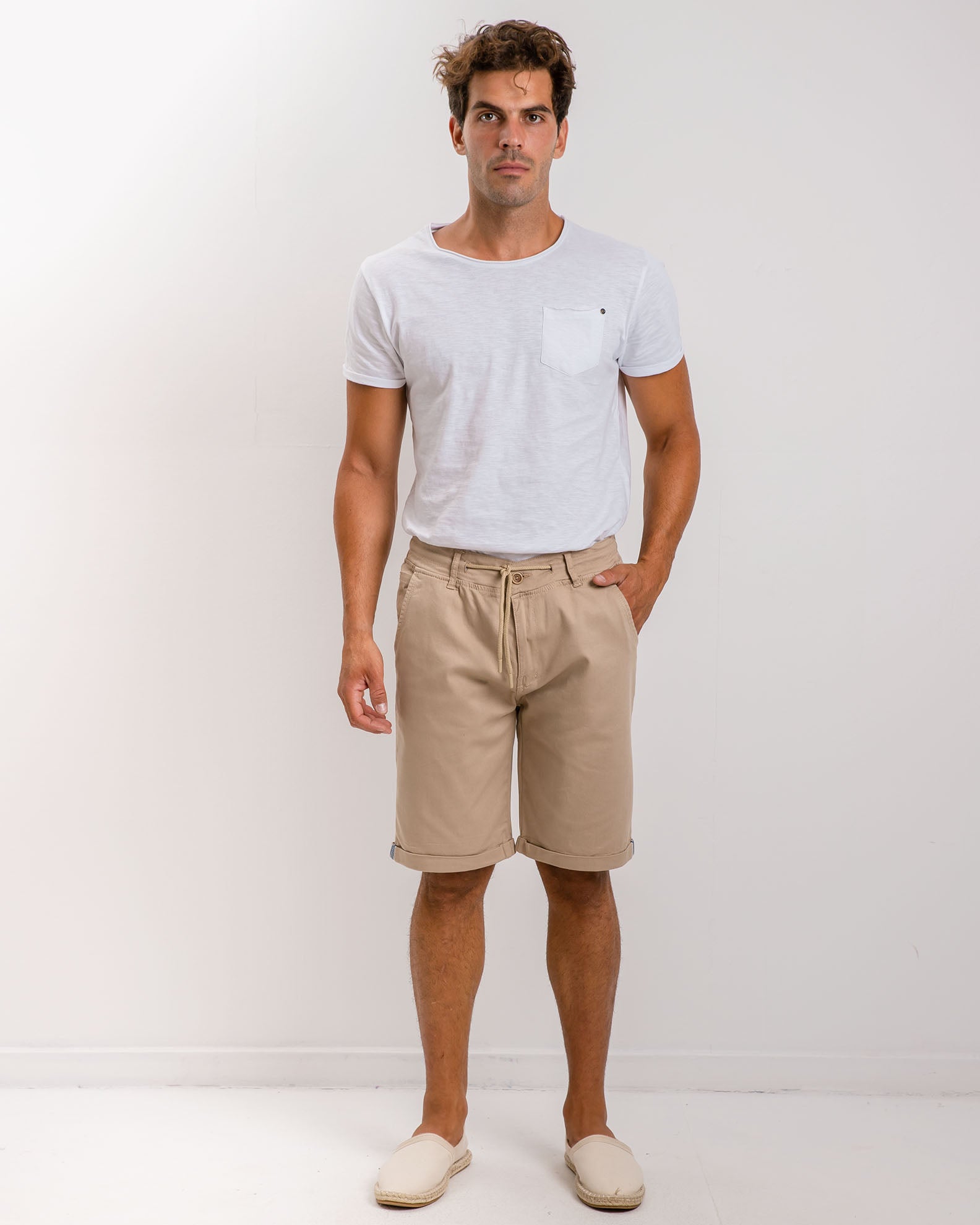 Men's fabric bermuda 'Apollo'-BEIGE