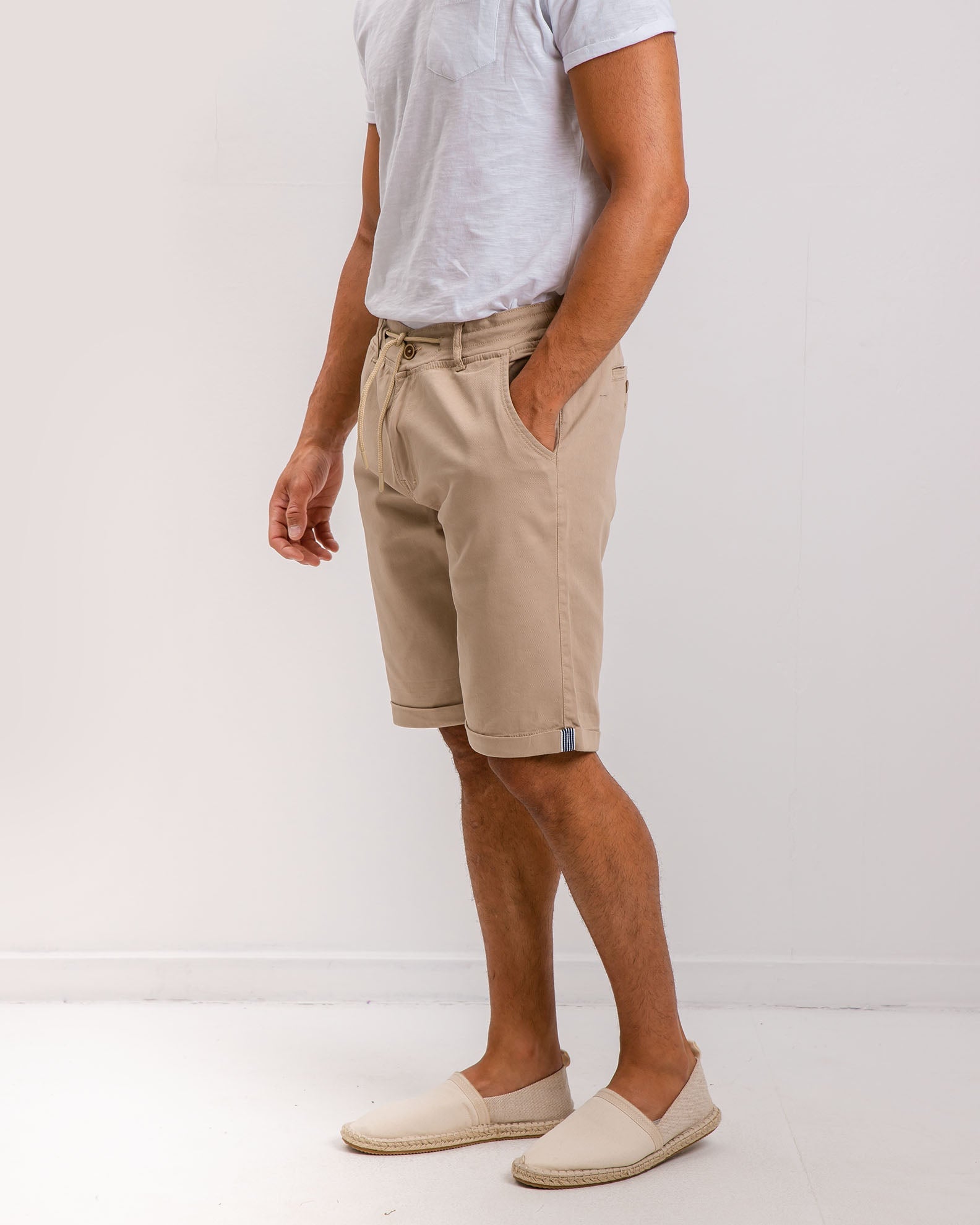 Men's fabric bermuda 'Apollo'-BEIGE