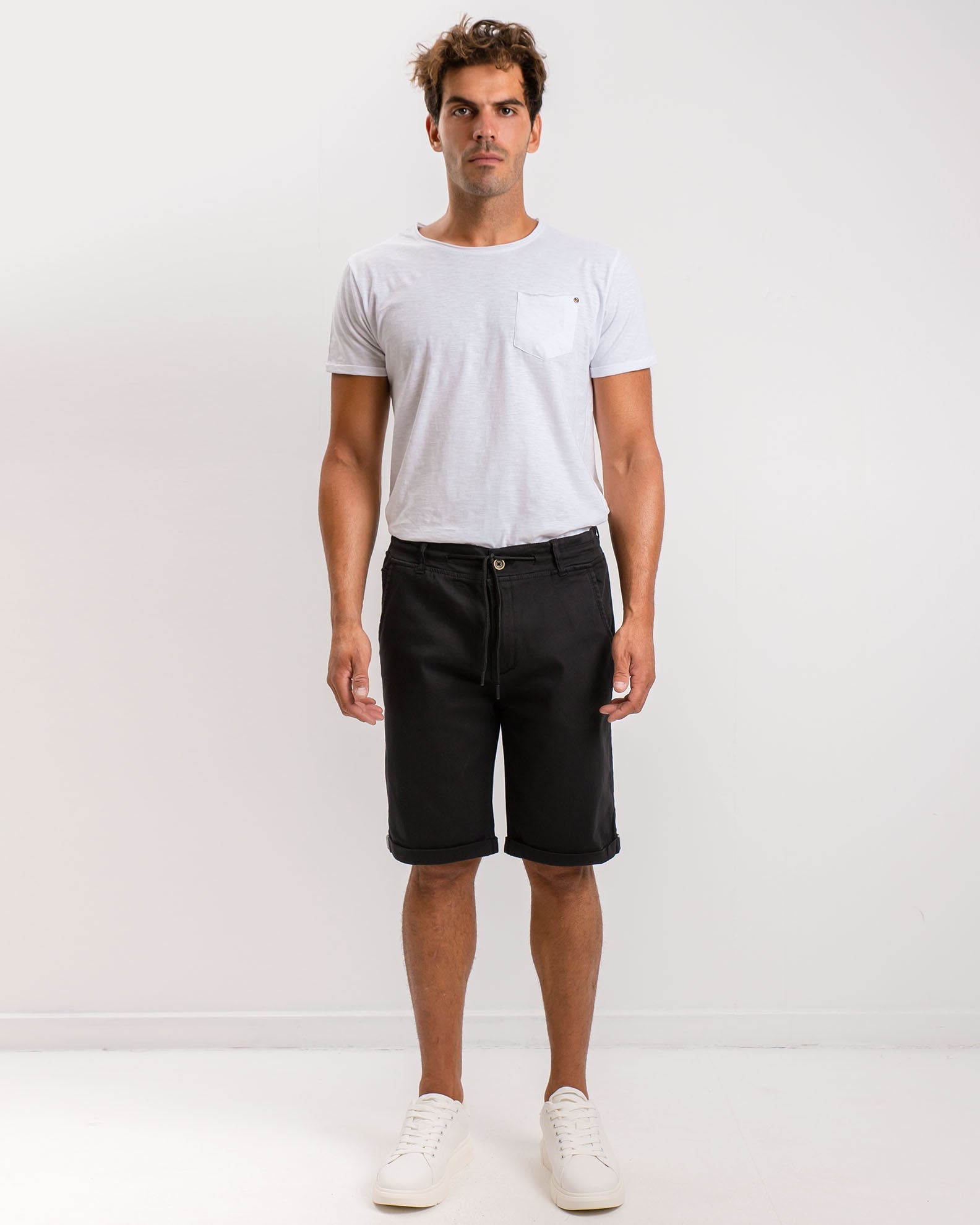 Men's fabric bermuda 'Apollo'-BLACK