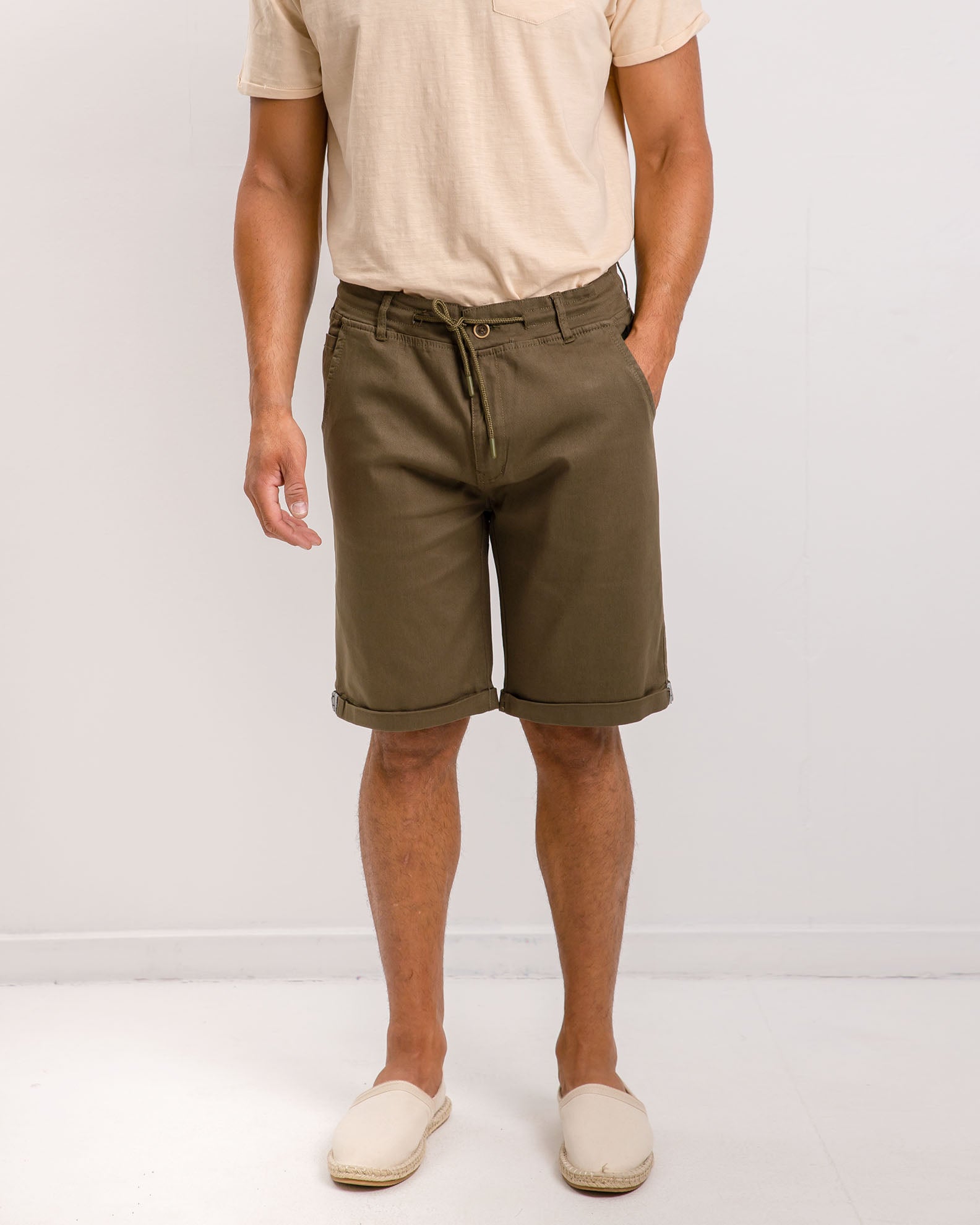 Men's 'Apollo' fabric bermuda shorts-KHAKI