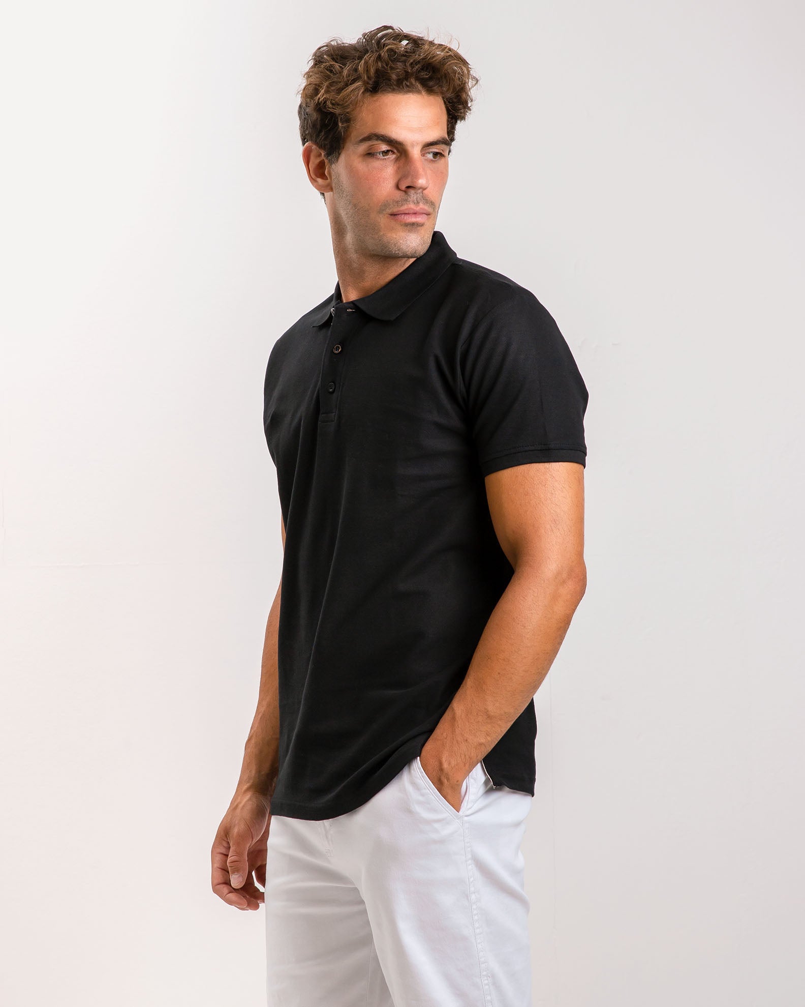 Men's Short Sleeve Polo Shirt 'Dario'-BLACK