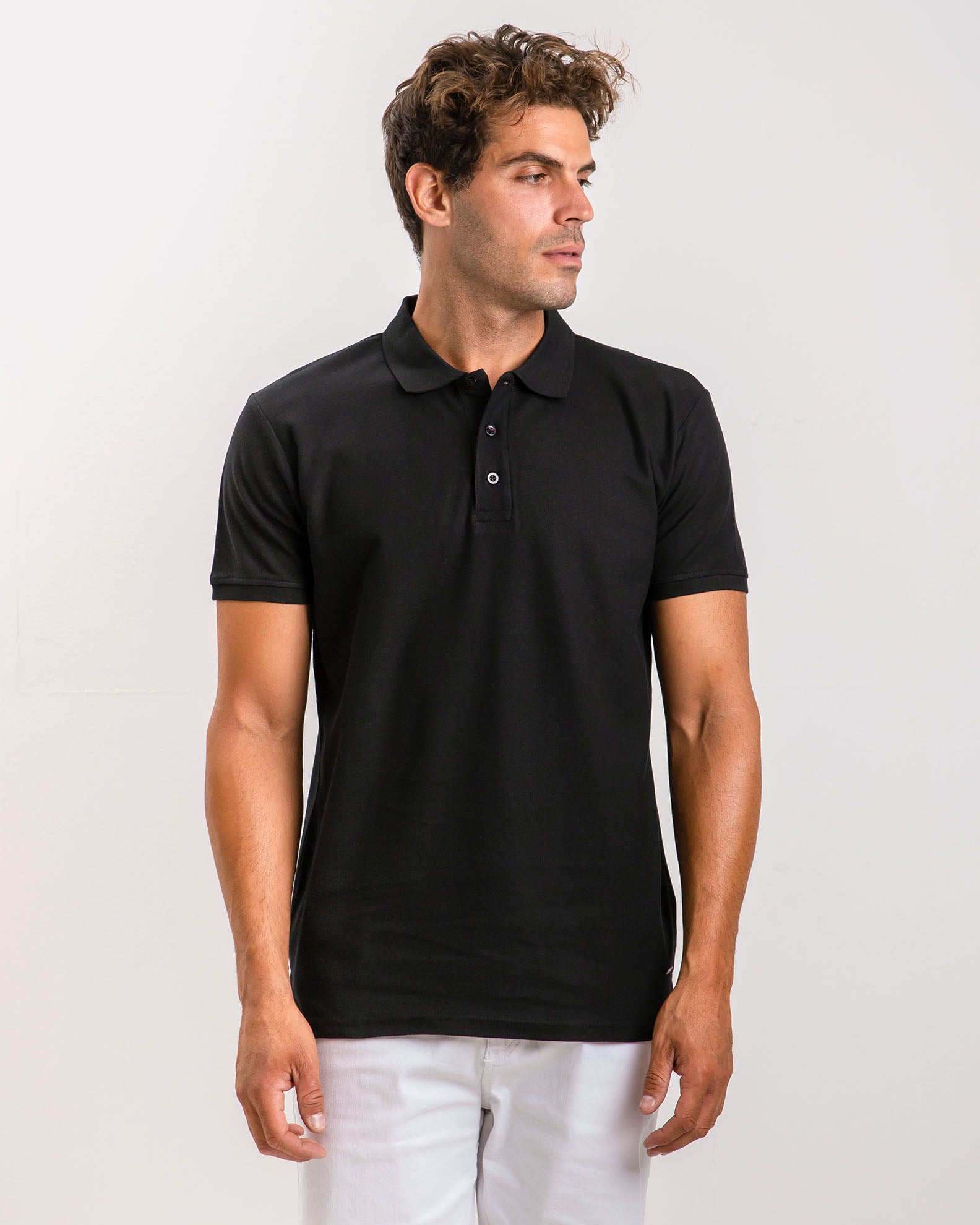 Men's Short Sleeve Polo Shirt 'Dario'-BLACK