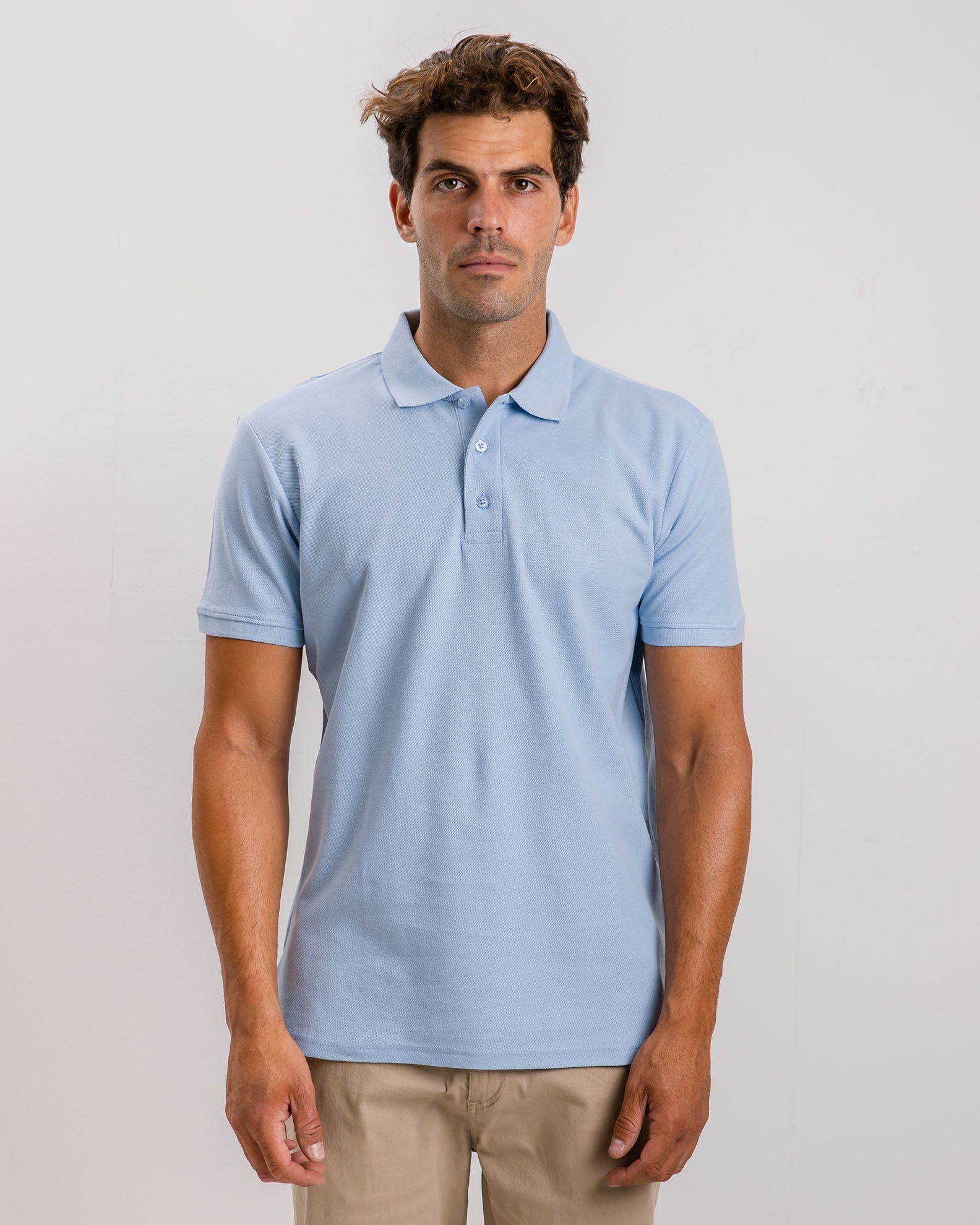 Men's Short Sleeve Polo Shirt 'Dario'-BLUE SKY