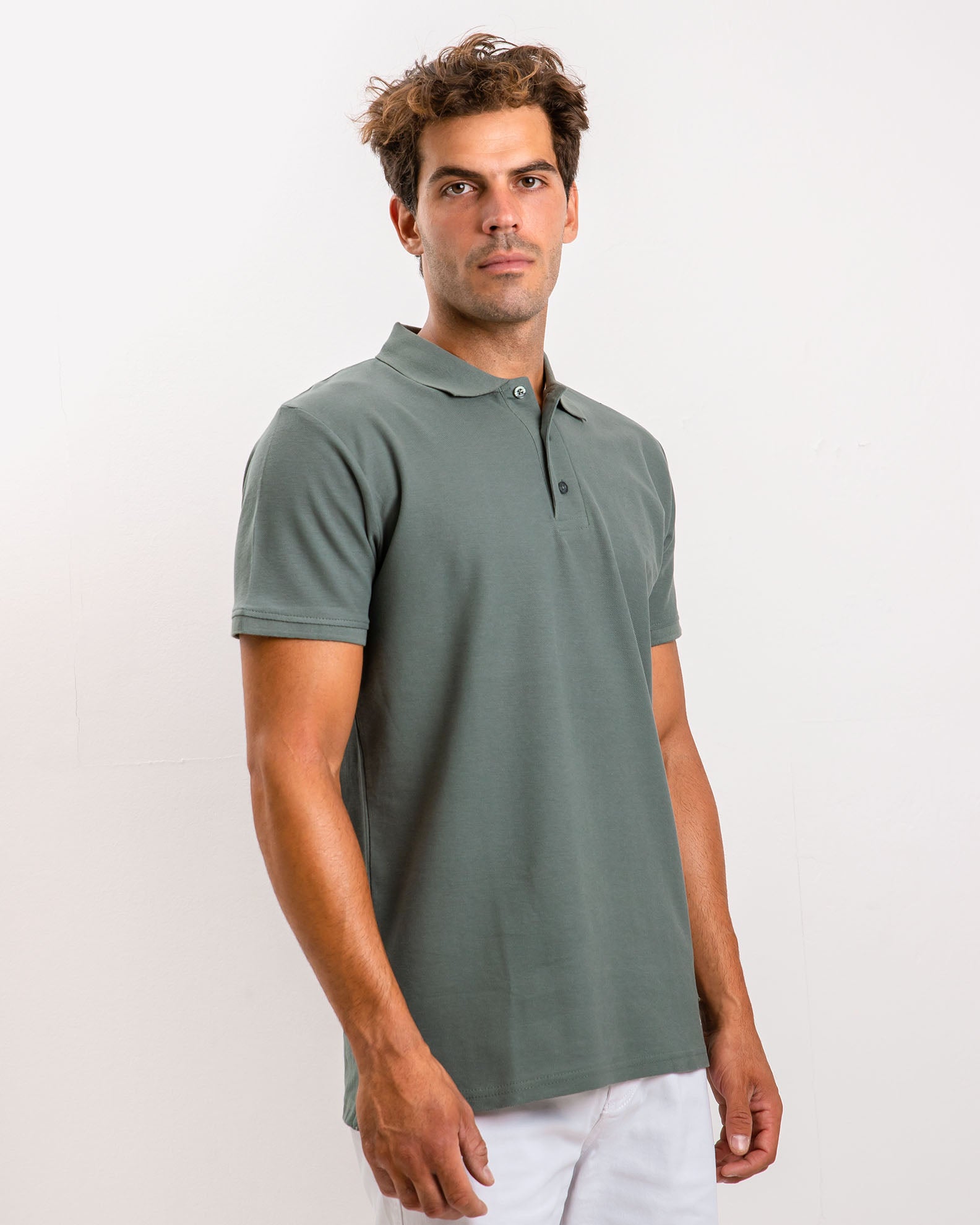 Men's Short Sleeve Polo Shirt 'Dario'-GREEN