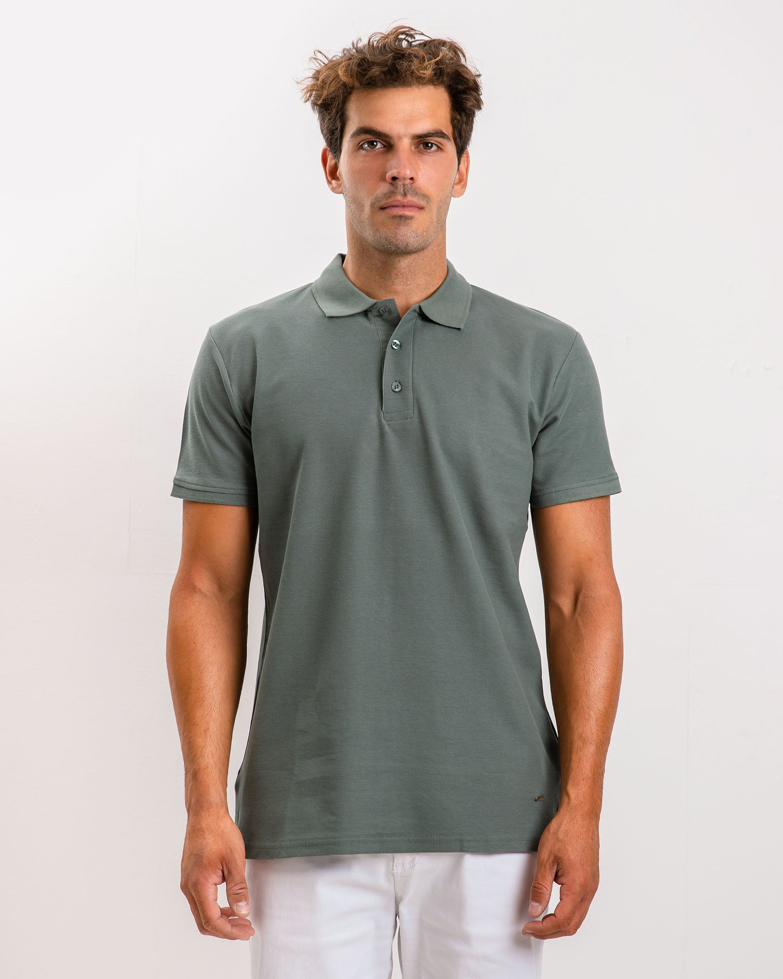 Men's Short Sleeve Polo Shirt 'Dario'-GREEN