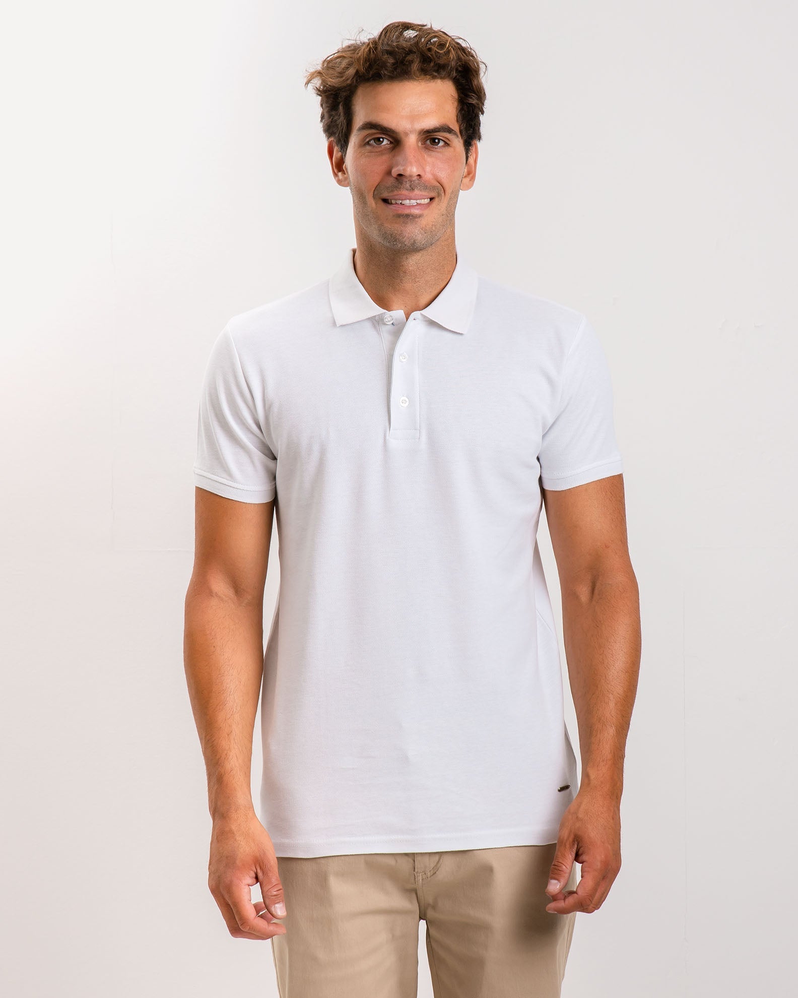 Men's Short Sleeve Polo Shirt 'Dario'-WHITE