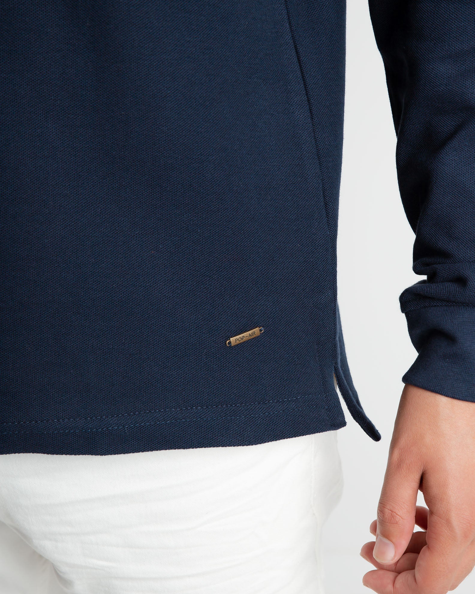 Men's 'Jeffrey' Long Sleeve Polo Shirt-BLUE NAVY