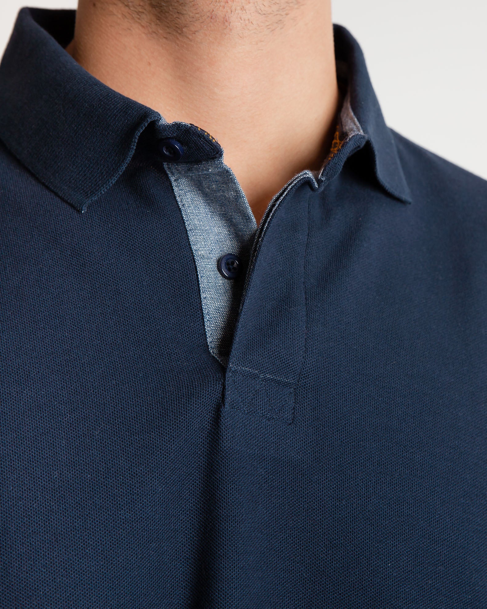 Men's 'Jeffrey' Long Sleeve Polo Shirt-BLUE NAVY