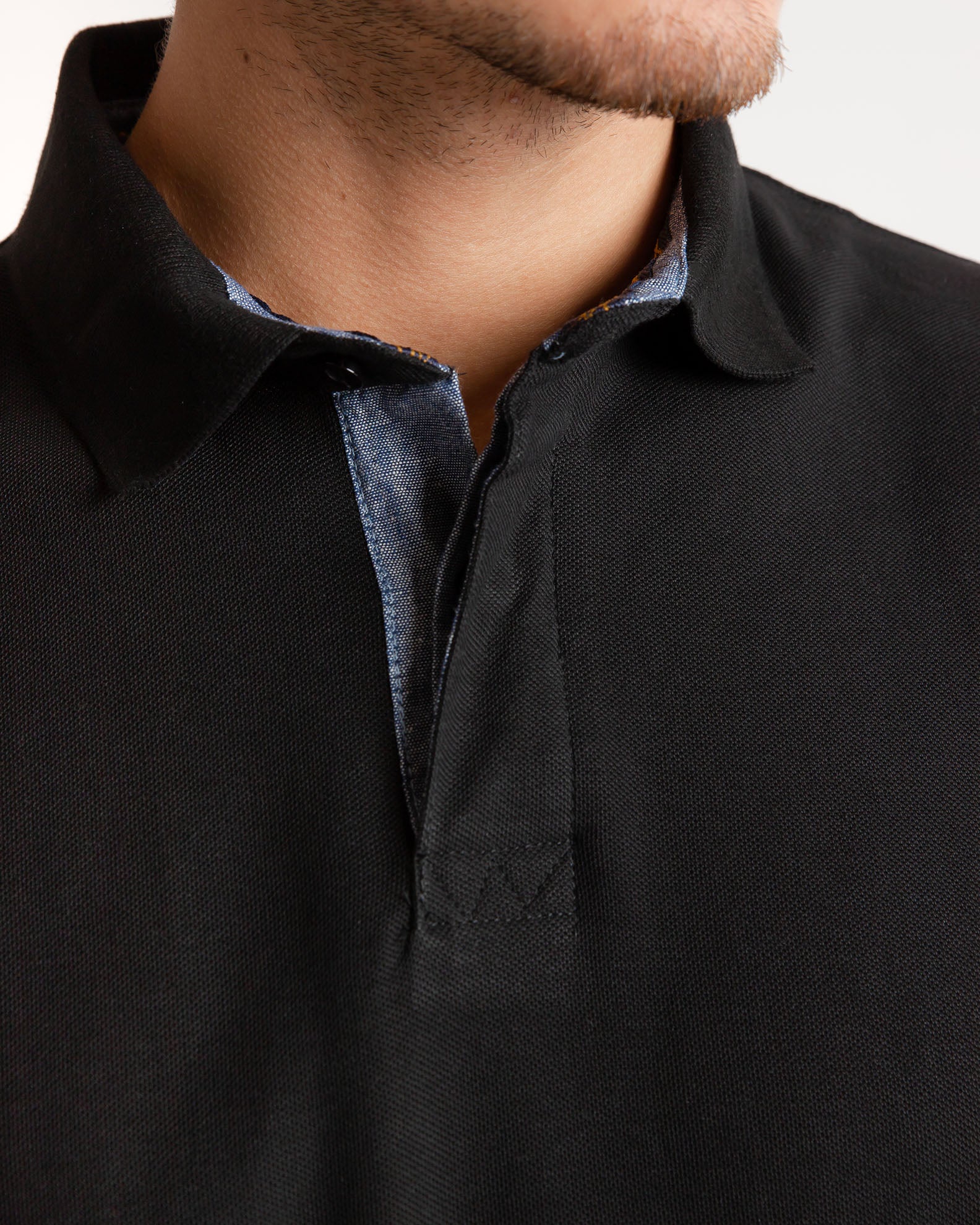 Men's polo shirt with long sleeves 'Jeffrey'-BLACK