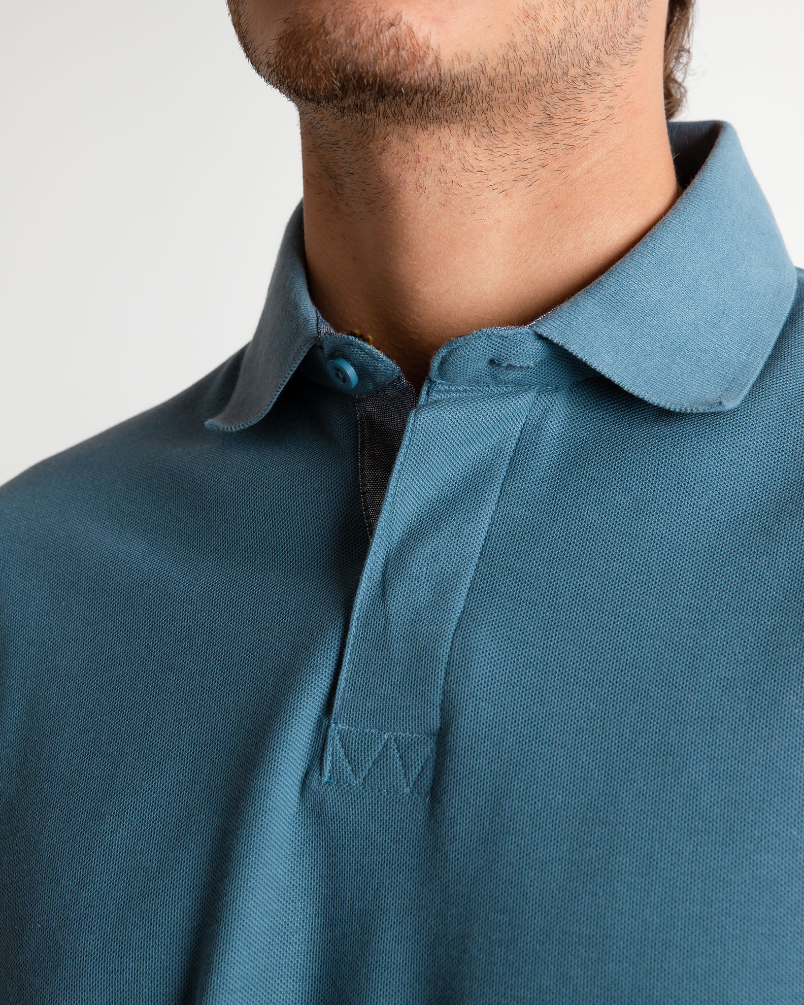 Men's polo shirt with long sleeves 'Jeffrey'-PETROL