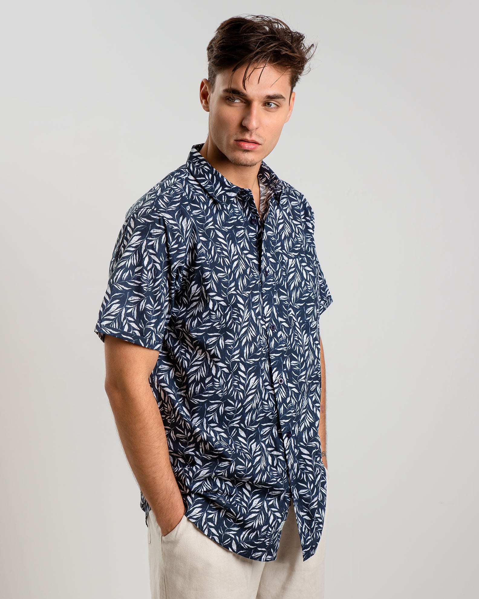 Men's Printed Short Sleeve Shirt 'Lampis'-COMB.1