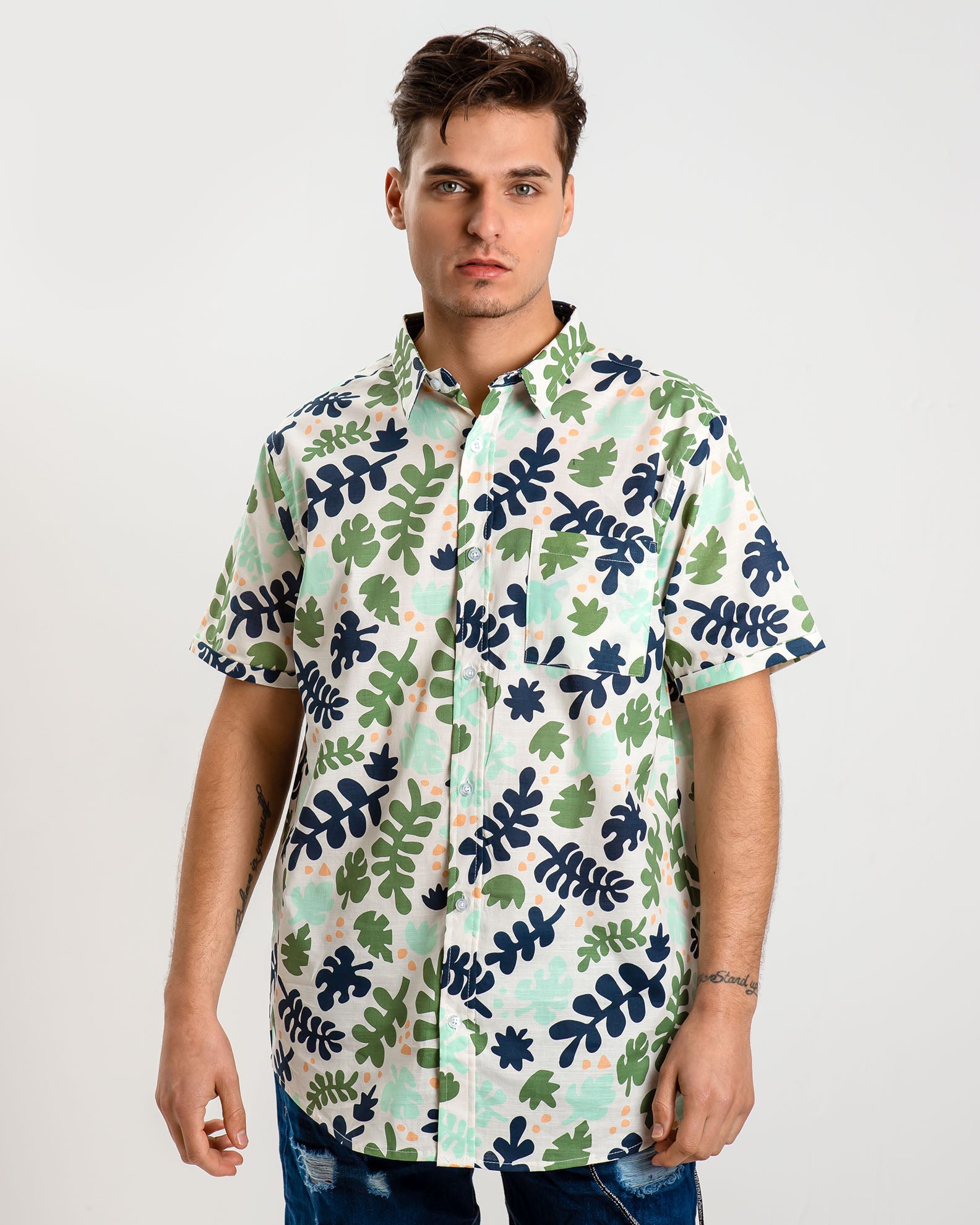 Men's Printed Short Sleeve Shirt 'Lampis'-COMB.4