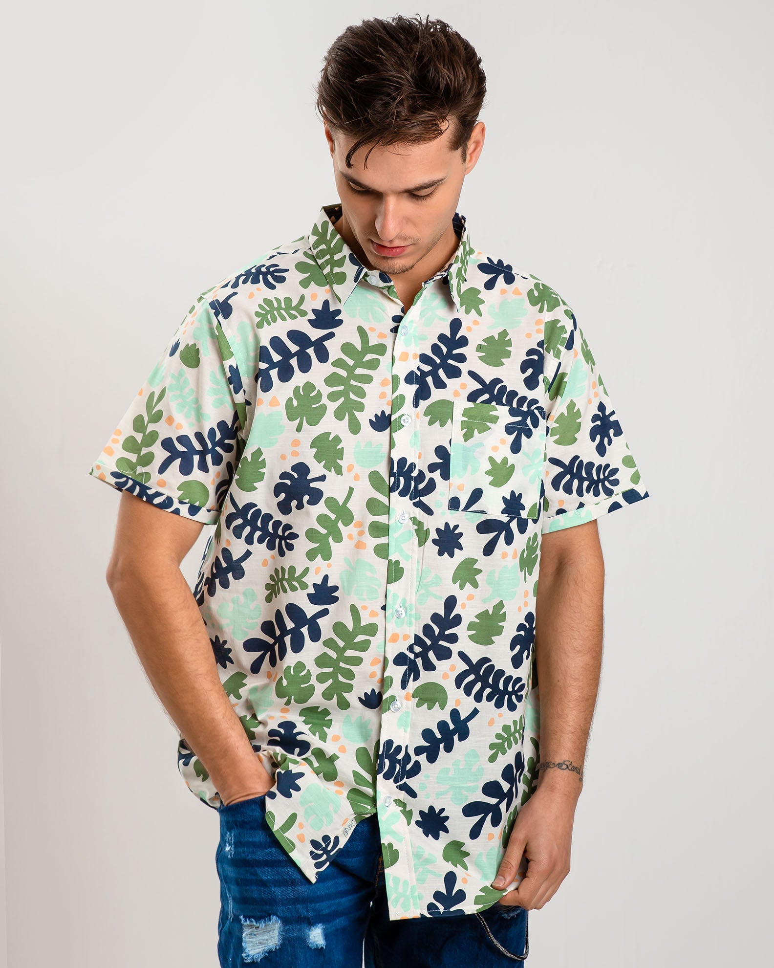 Men's Printed Short Sleeve Shirt 'Lampis'-COMB.4