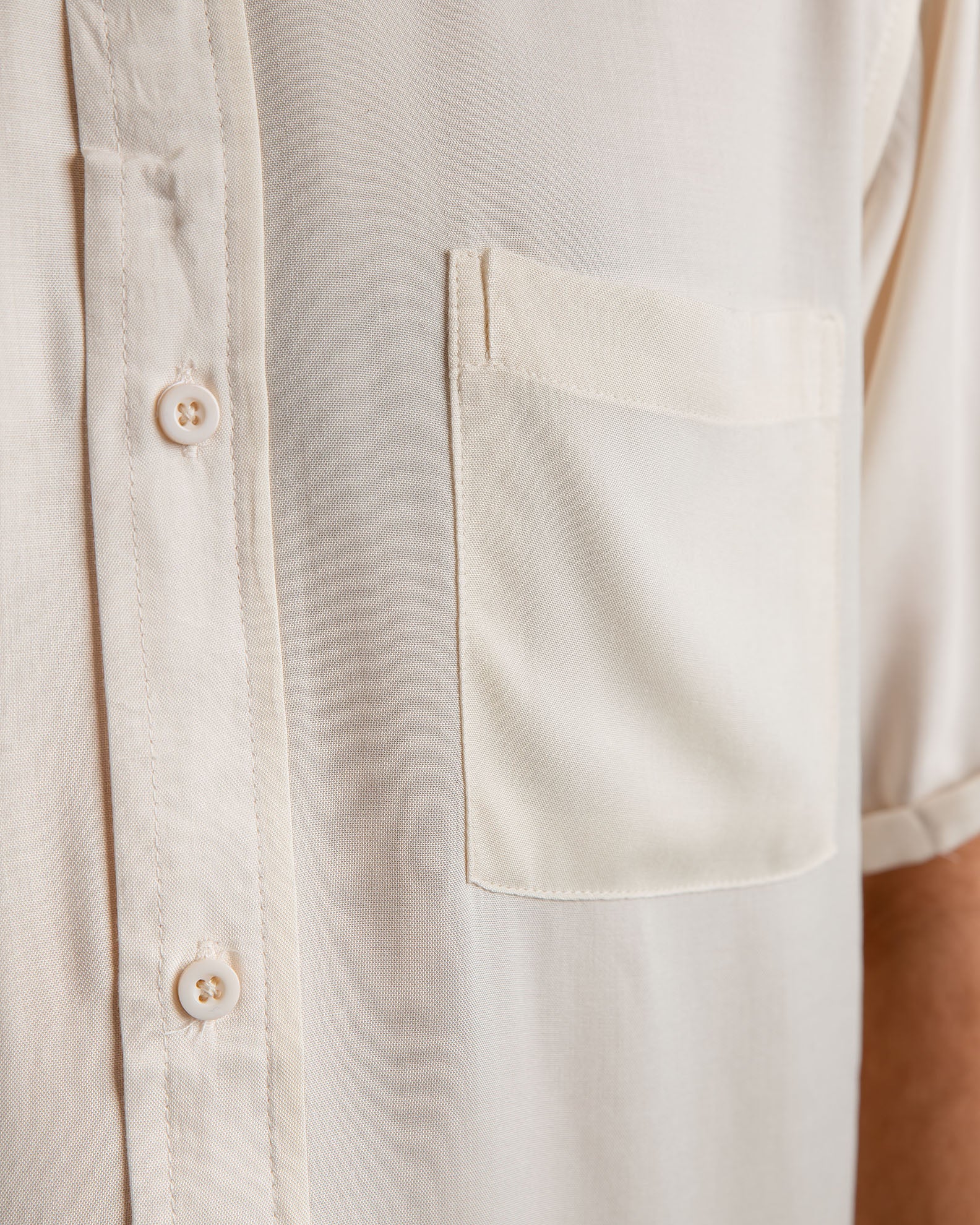 Men's short sleeve shirt with pocket "William"-CREAM