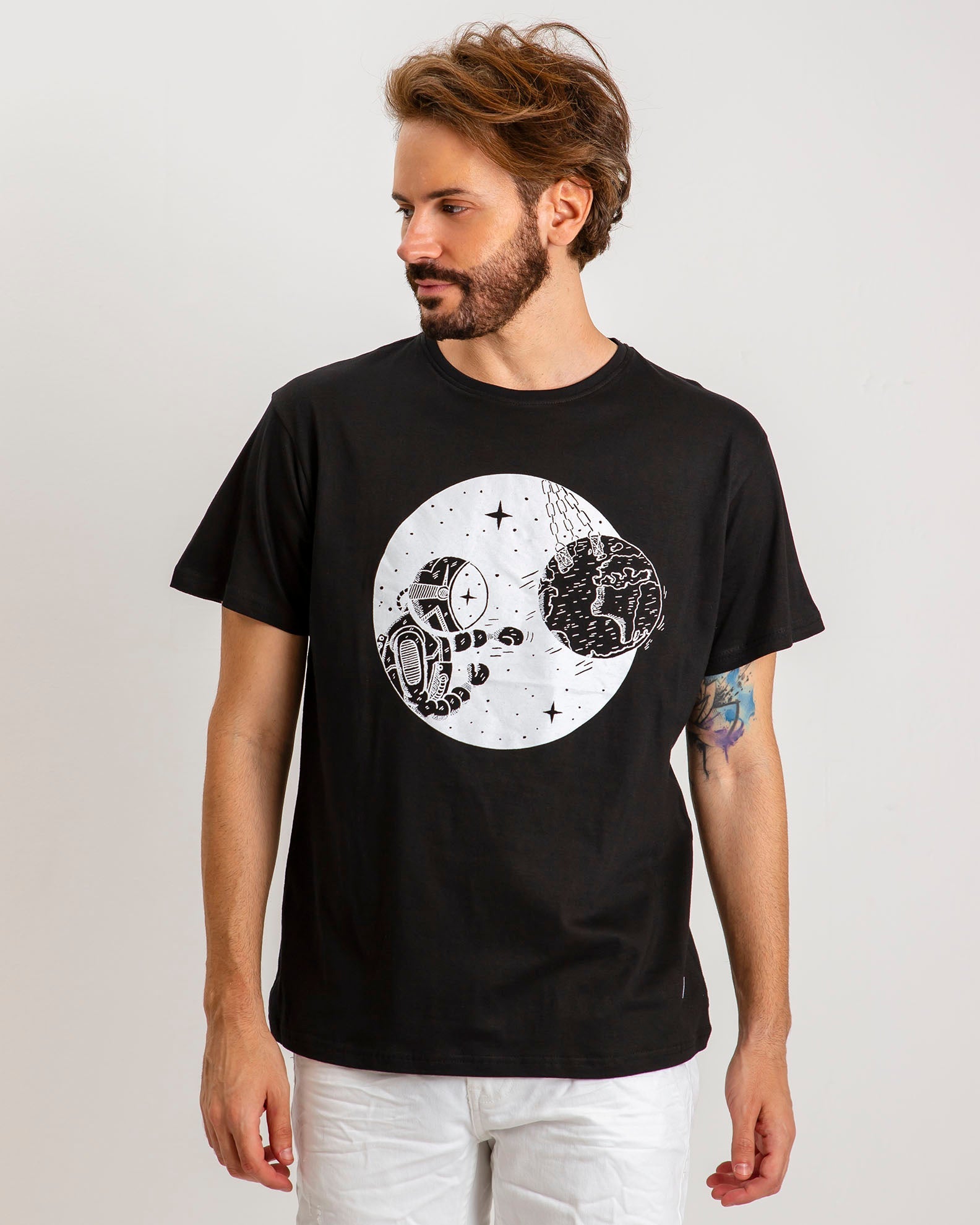 Men's short-sleeved shirt with 'Boxer' print-BLACK