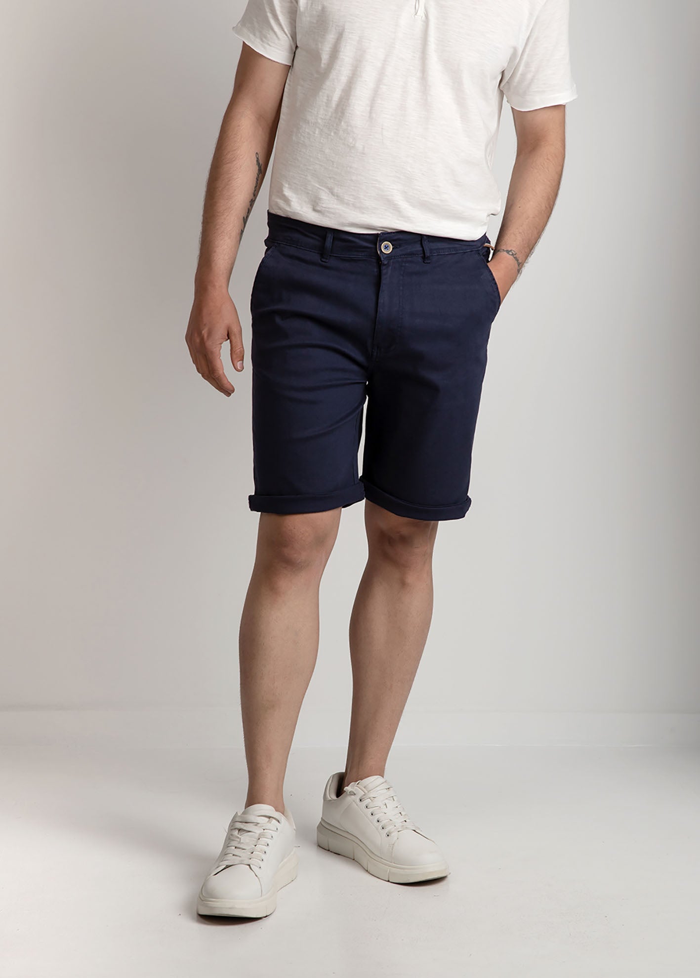 Men's Fabric Bermuda Shorts 'Morris'-BLUE