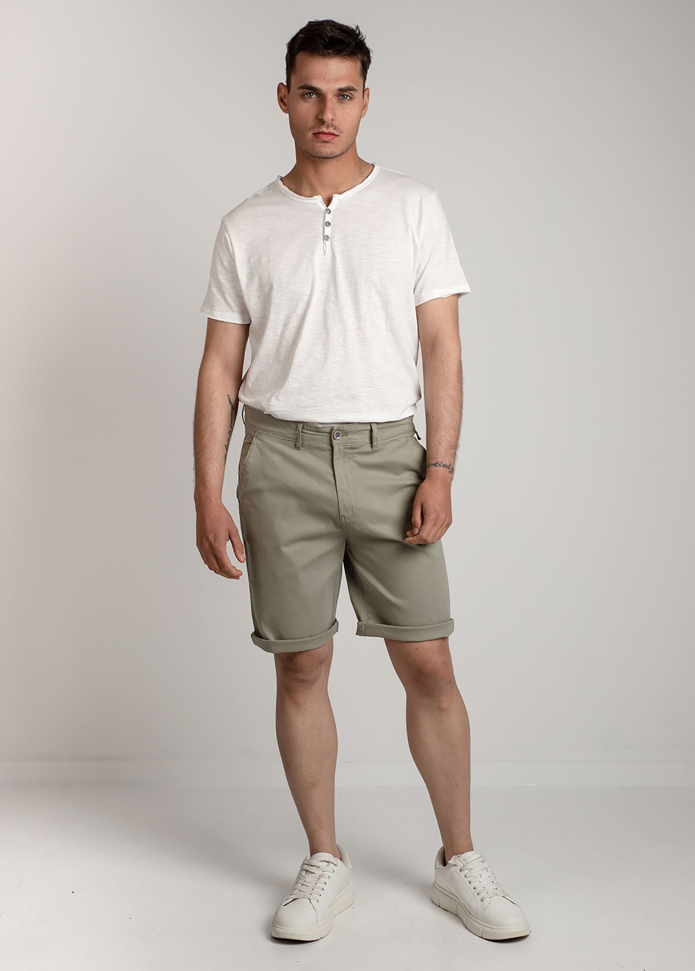 Men's Fabric Bermuda Shorts 'Morris'-KHAKI