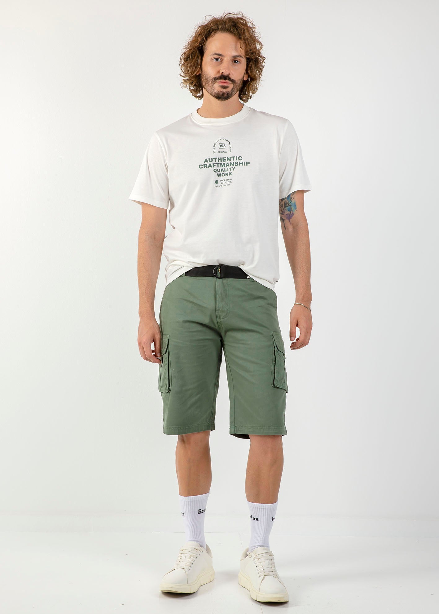 Men's Fabric Bermuda Shorts 'Morris'-KHAKI