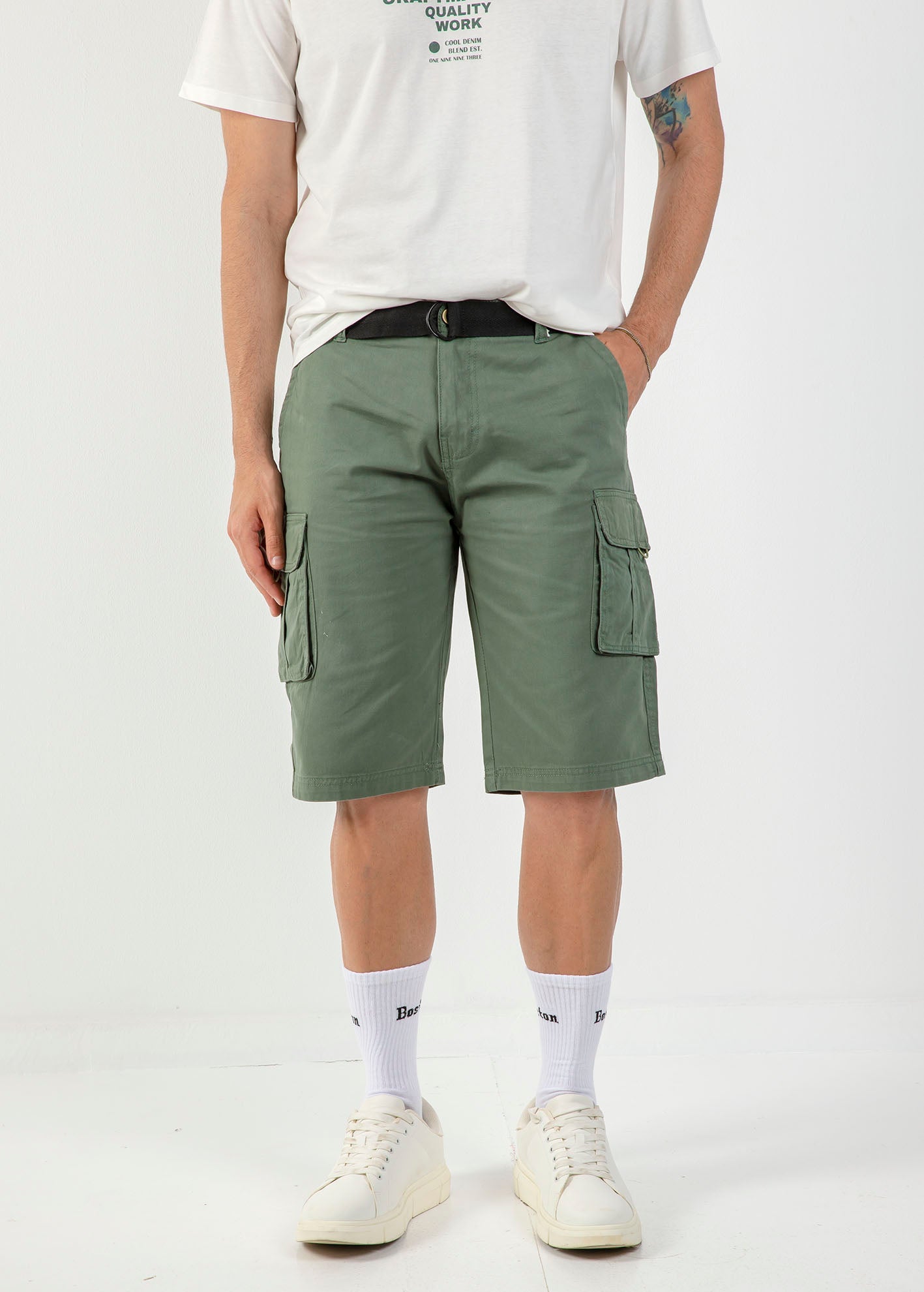 Men's Fabric Bermuda Shorts 'Morris'-KHAKI