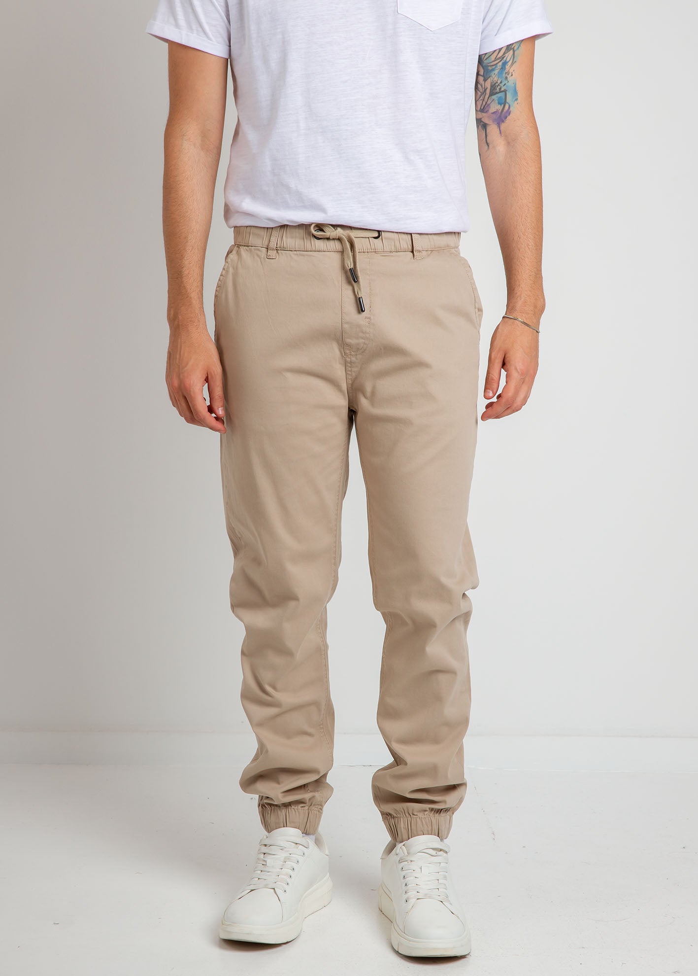 Ανδρικό παντελόνι υφασμάτινο τύπου jogger 'Ferrara'-BEIGE
