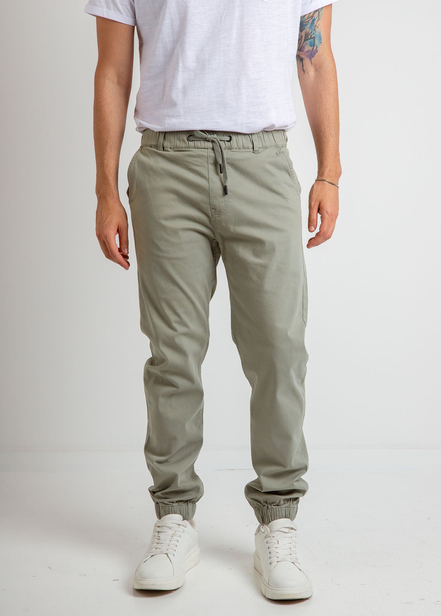 Ανδρικό παντελόνι υφασμάτινο τύπου jogger 'Ferrara'-KHAKI