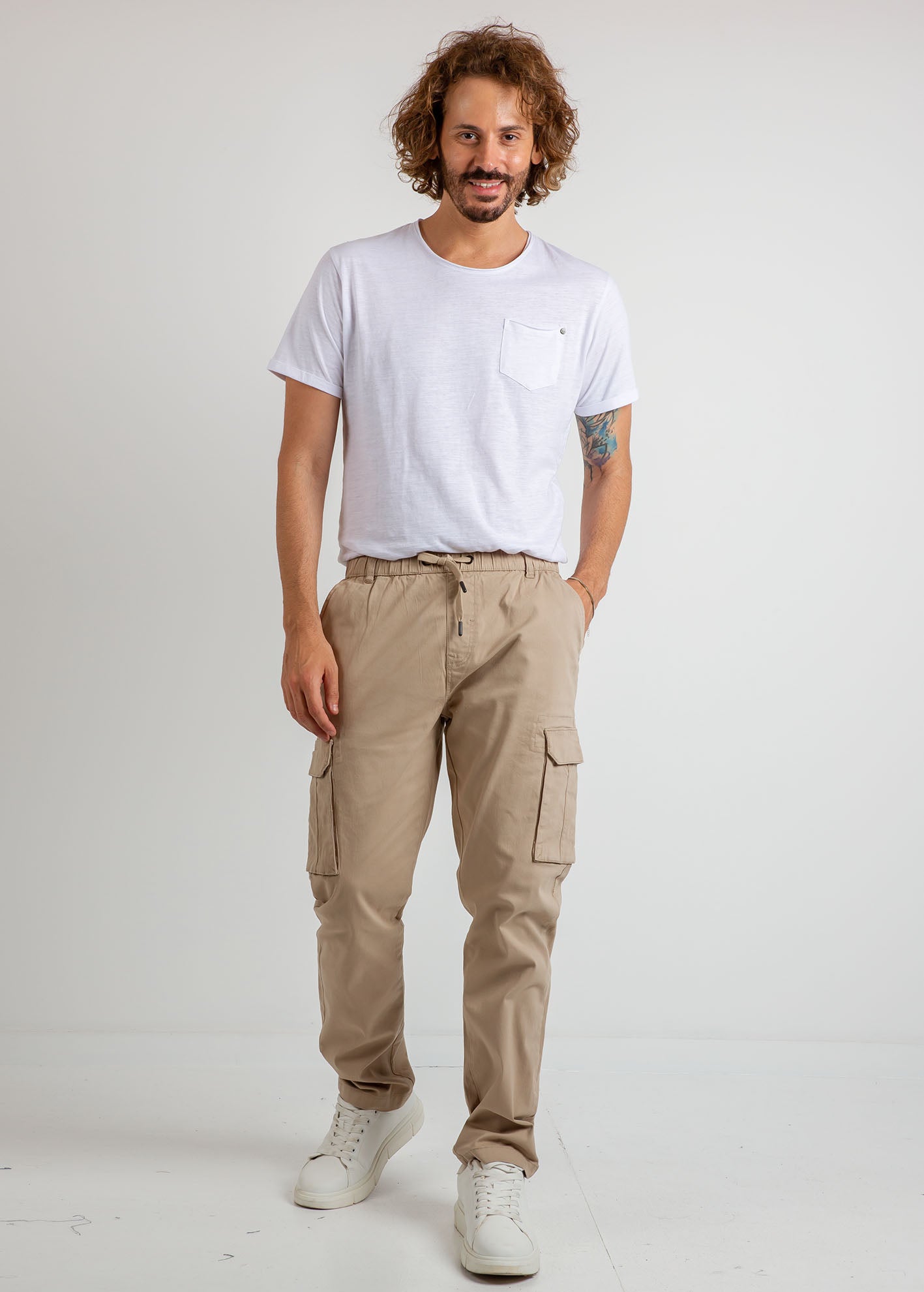 Ανδρικό παντελόνι cargo 'Prato'-BEIGE